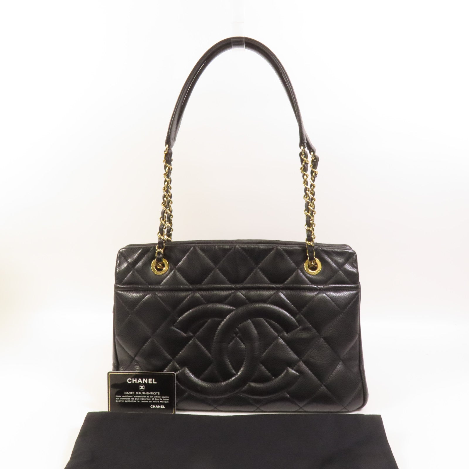 CHANEL 牛皮皮革Timeless CC金扣鏈帶肩背袋