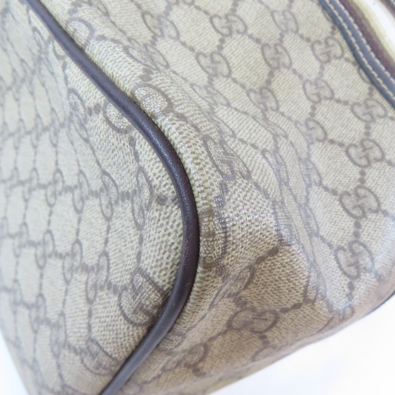 GUCCI 塗層帆布Boston Bag金扣手挽袋啡色