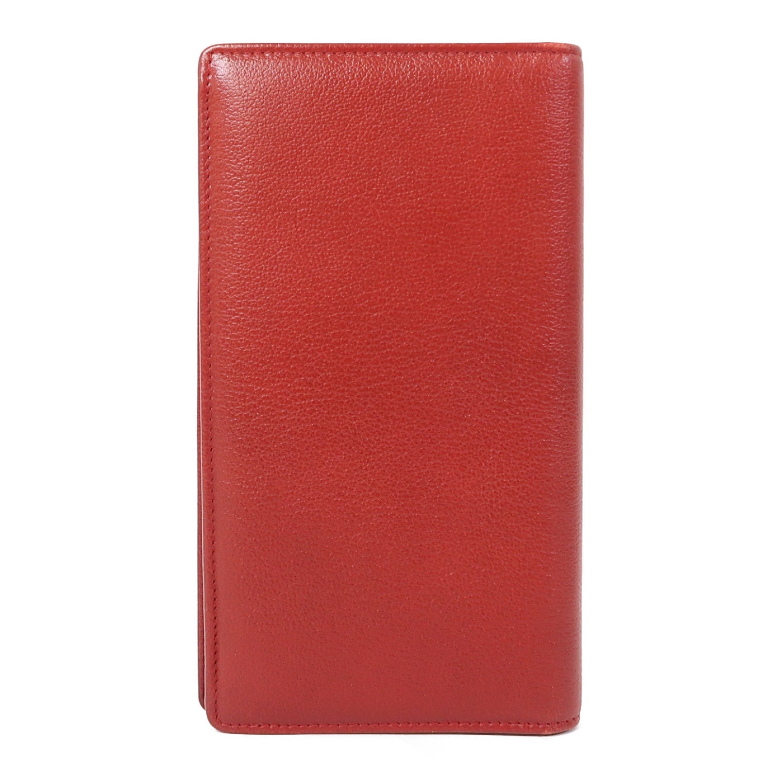 CHANEL 牛皮皮革Long Wallet銀扣長錢包紅色