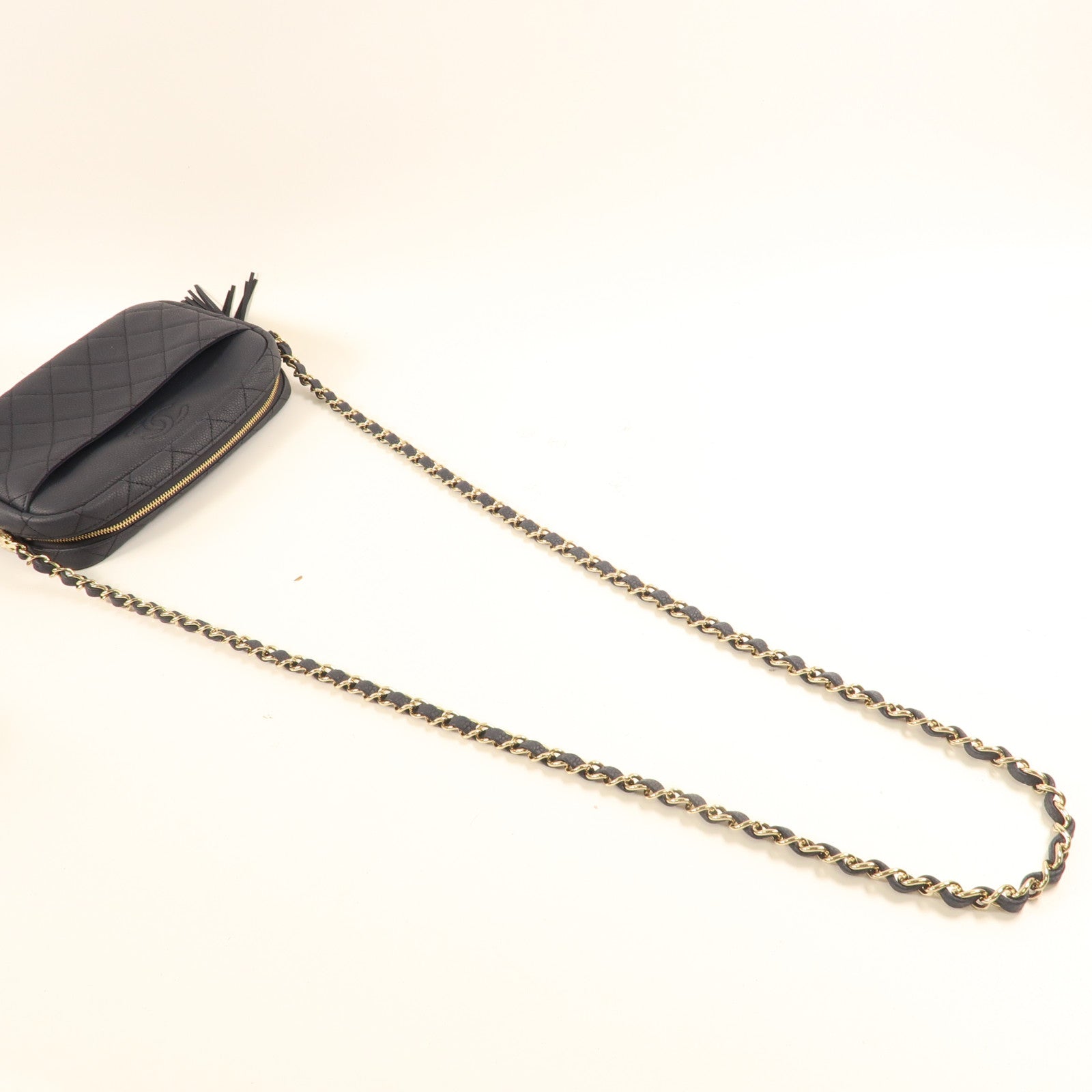CHANEL 牛皮皮革Chain Shoulder金扣鏈帶肩背袋