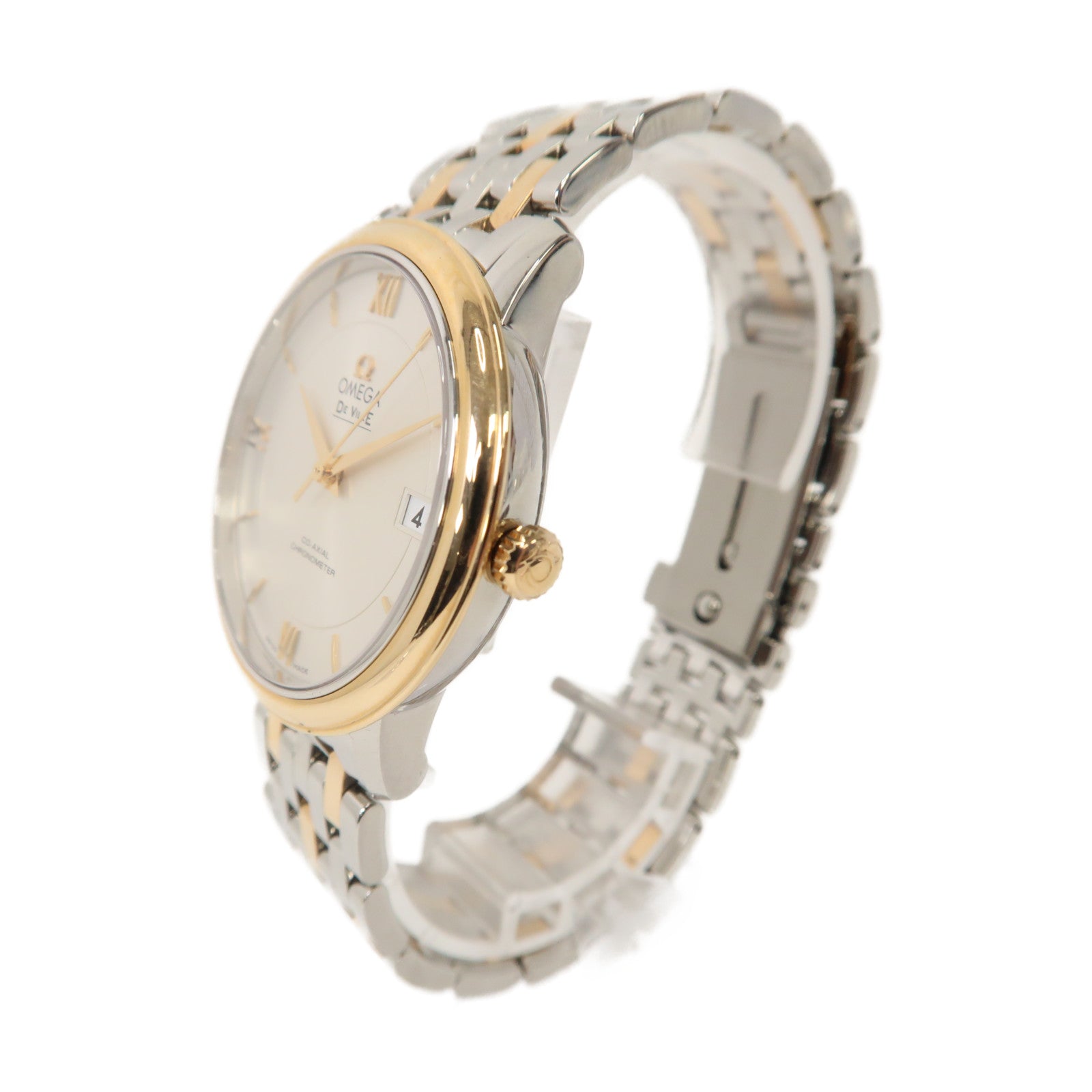 OMEGA Omega De Ville Prestge18K黃金/不鏽鋼手錶自動機芯白色
