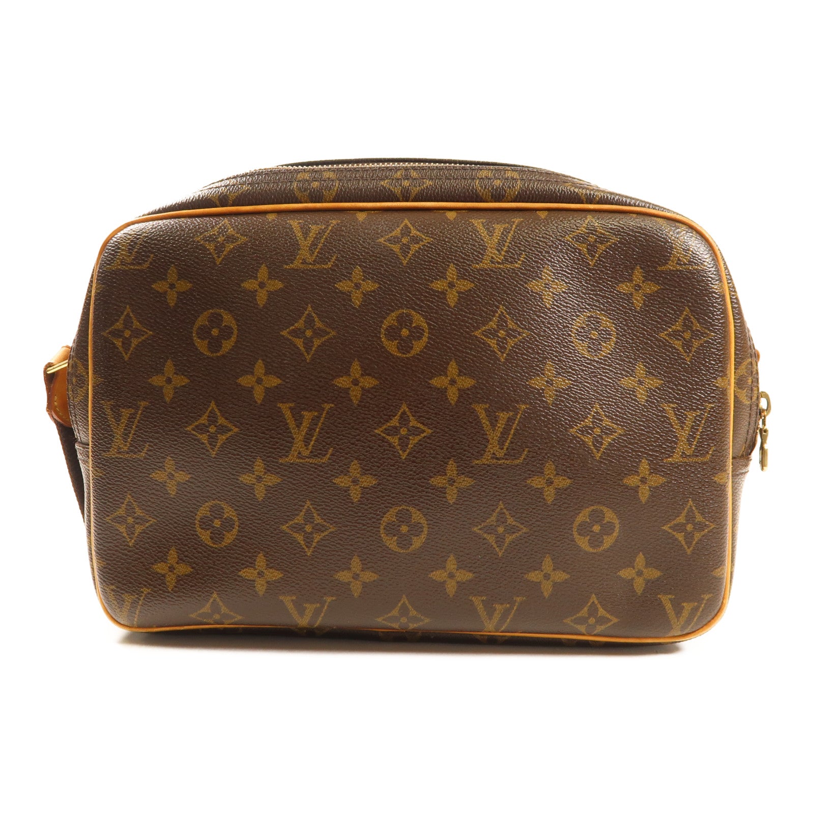 LOUIS VUITTON Monogram Reporter PM金扣肩背袋棕色