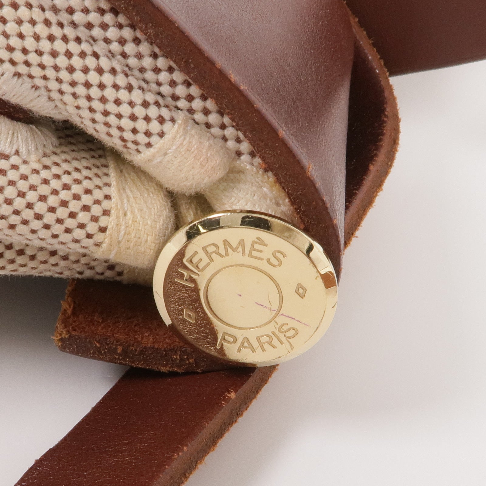 HERMES Toile H帆布/皮革Herbag PM金扣手挽肩背兩用袋