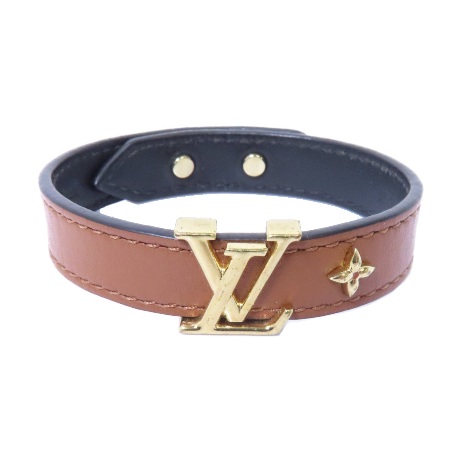 LOUIS VUITTON 【激減優惠】牛皮皮革Iconic Bracelet手帶啡色/金色