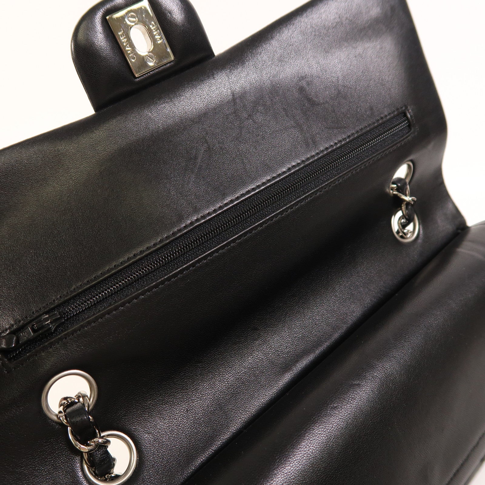 CHANEL 羊皮皮革Classic 25銀扣鏈帶肩背袋