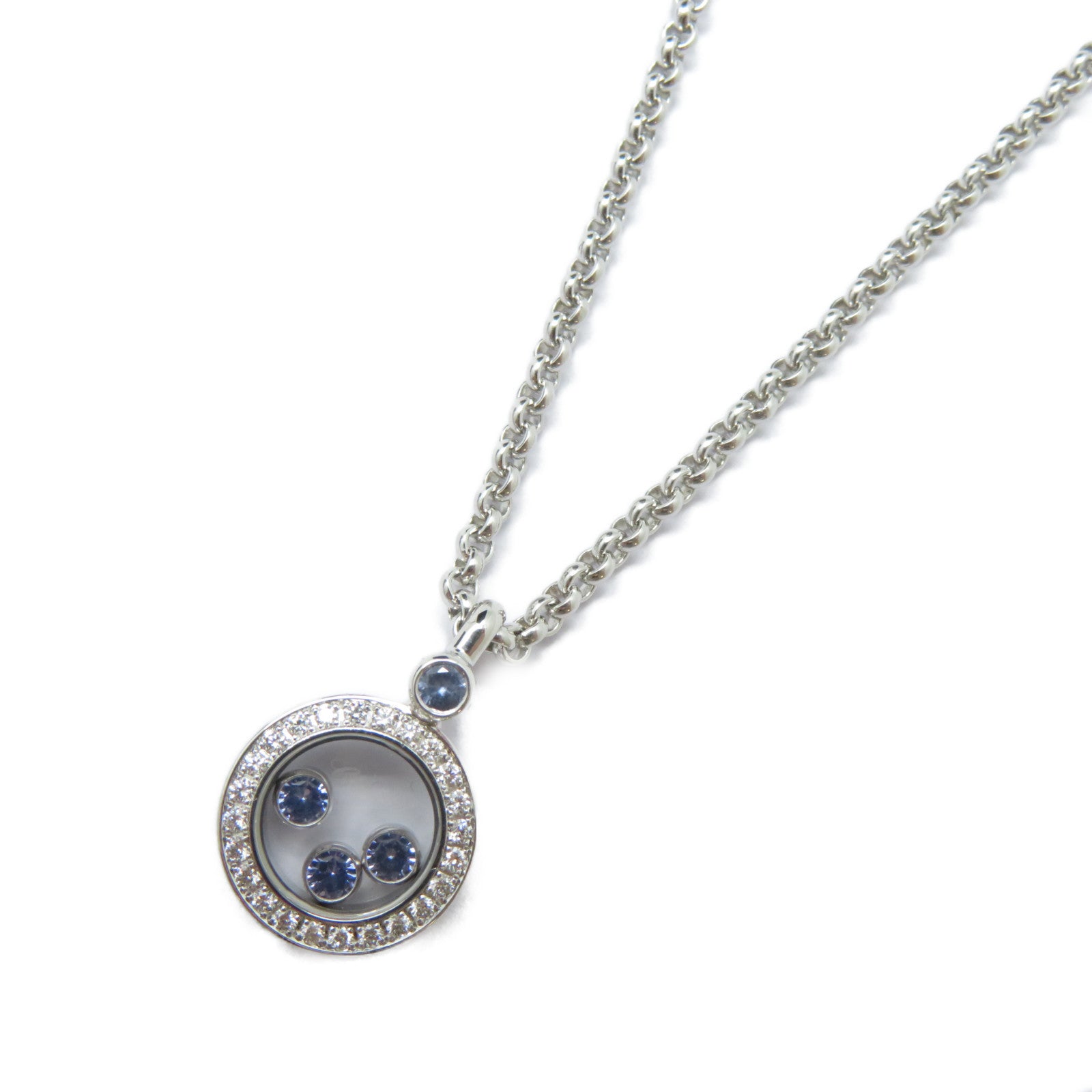 Chopard 18K白金Happy Diamond Necklace鑽石項鍊