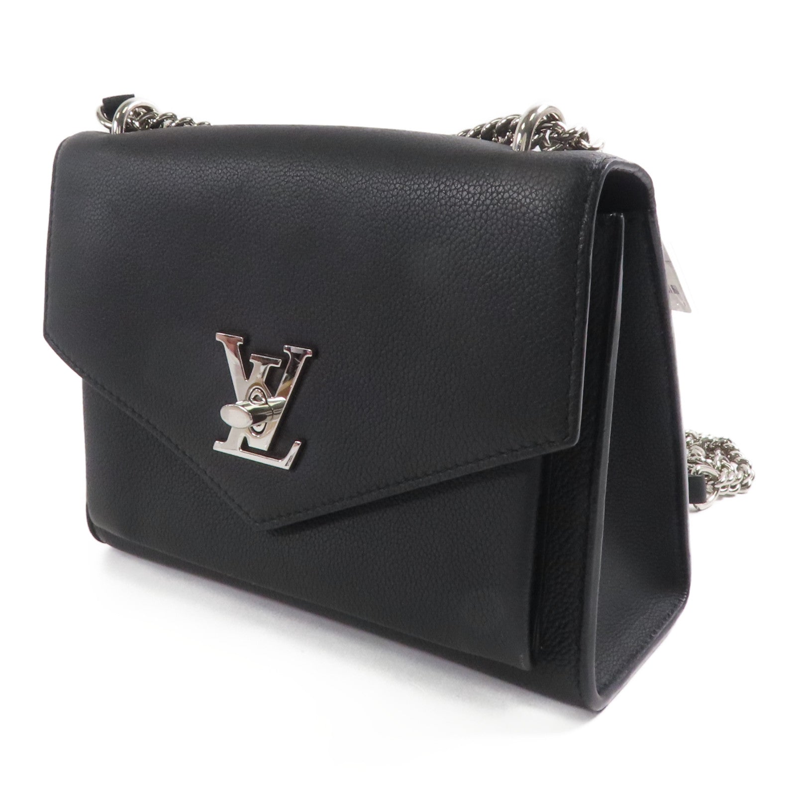 LOUIS VUITTON 牛皮皮革Mylockme Chain Bag銀扣鏈帶肩背袋