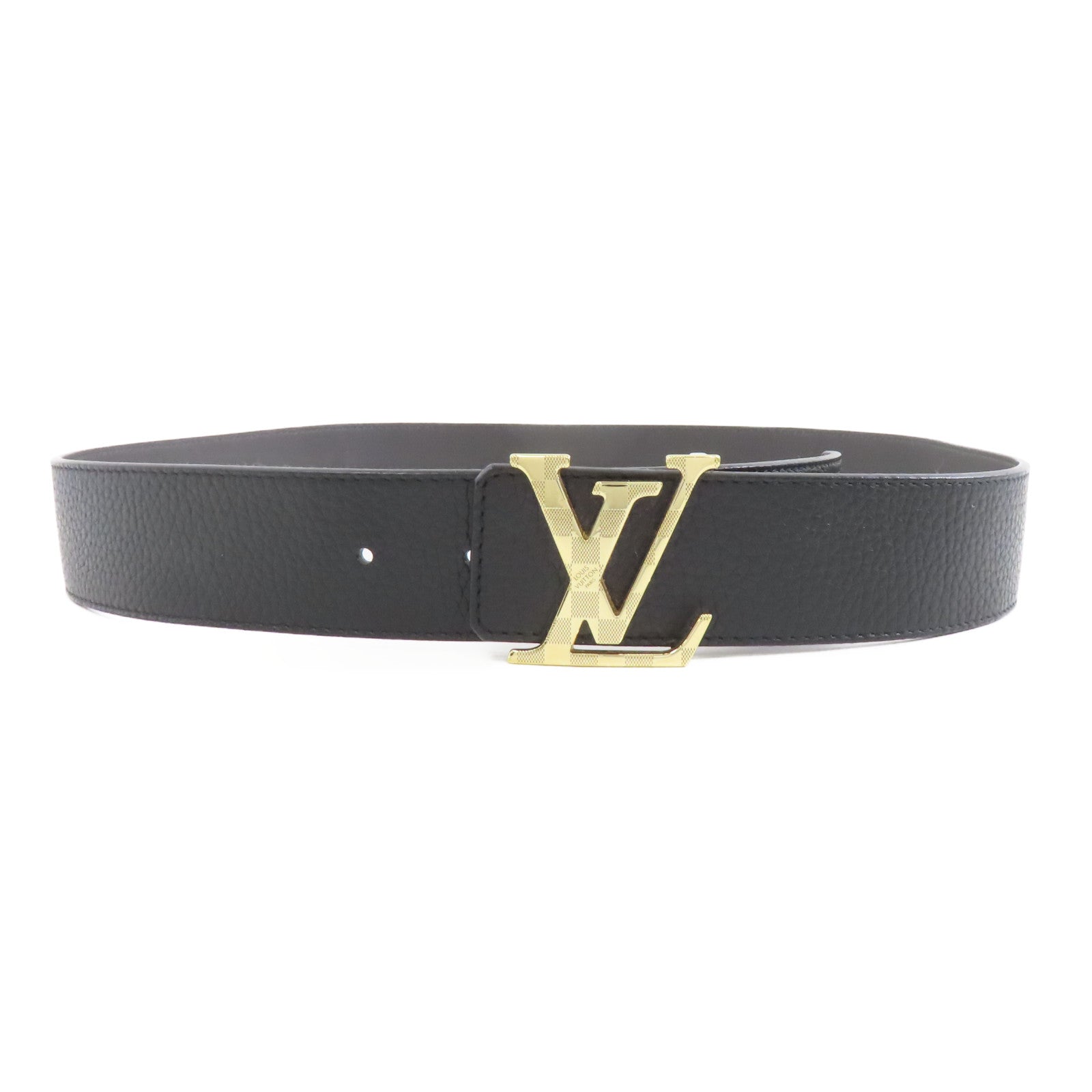 LOUIS VUITTON 牛皮皮革Belt皮帶金扣黑色