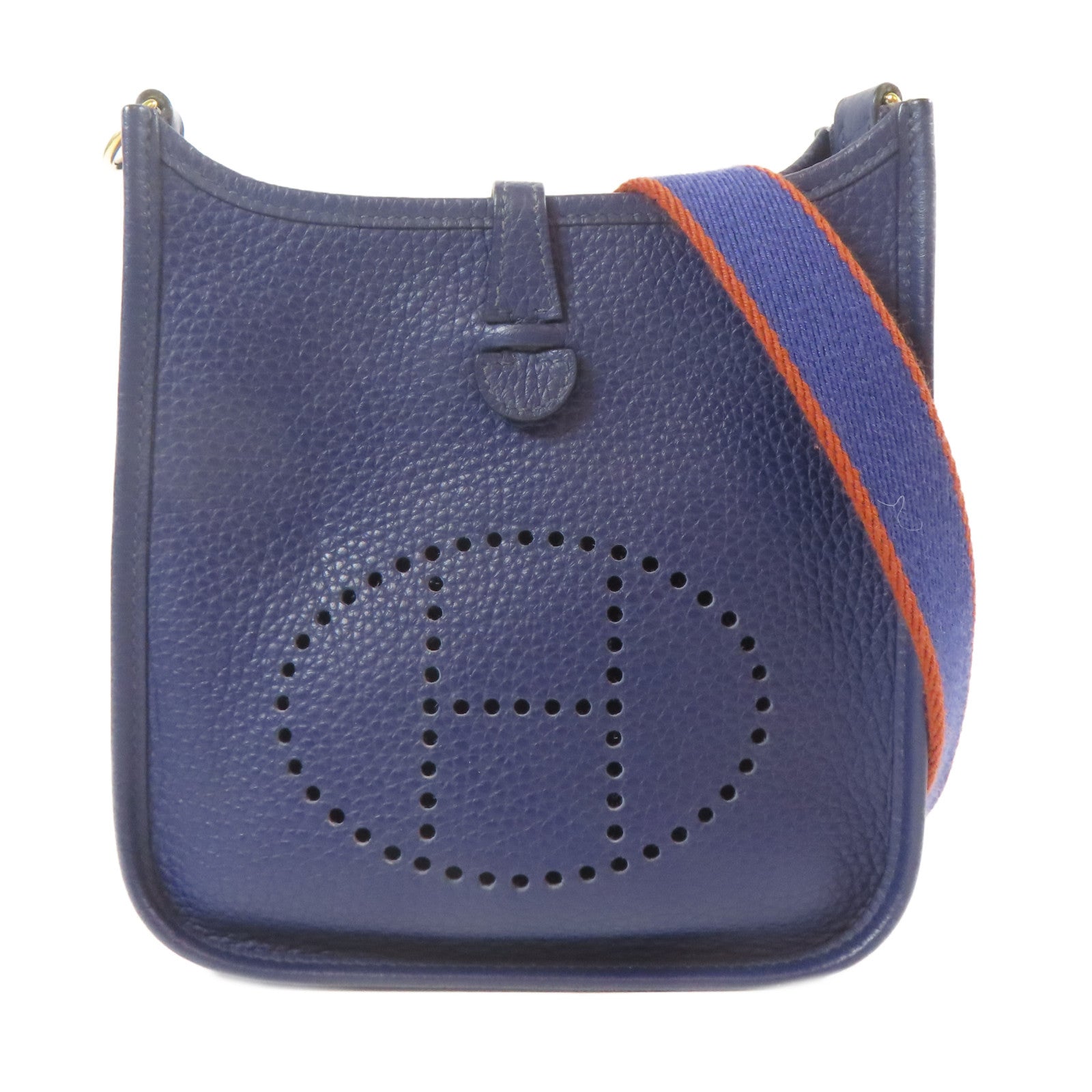 HERMES Clemence皮革Evelyne TPM金扣肩背袋藍色