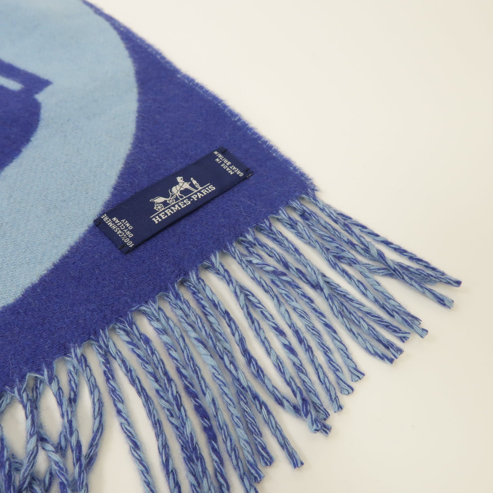 HERMES 【激減優惠】Cashmere Scarf圍巾藍色