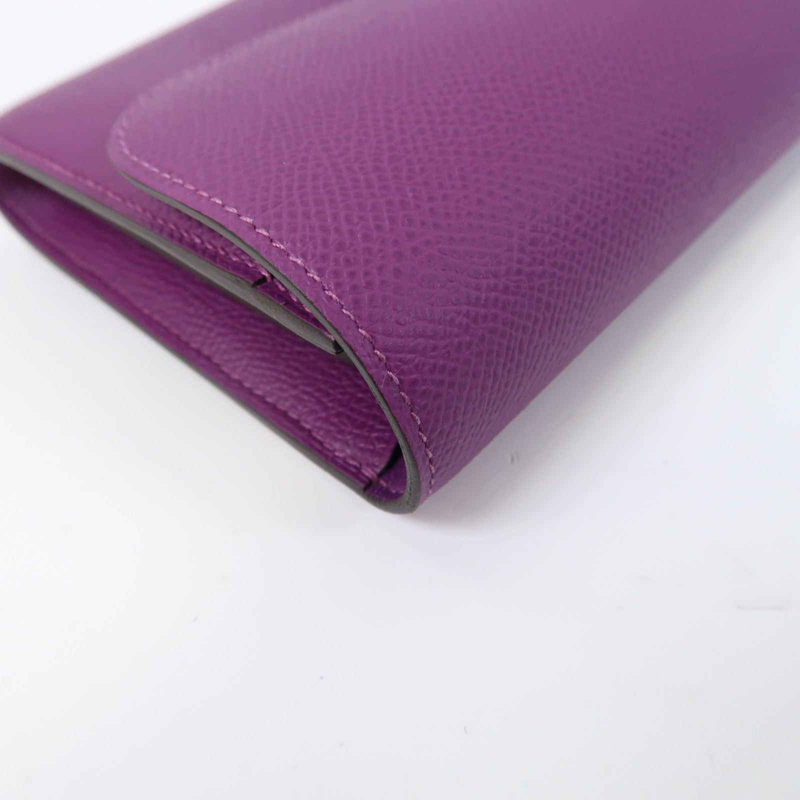 HERMES Epsom皮革Constance Long Wallet銀扣長錢包Anemone/紫色