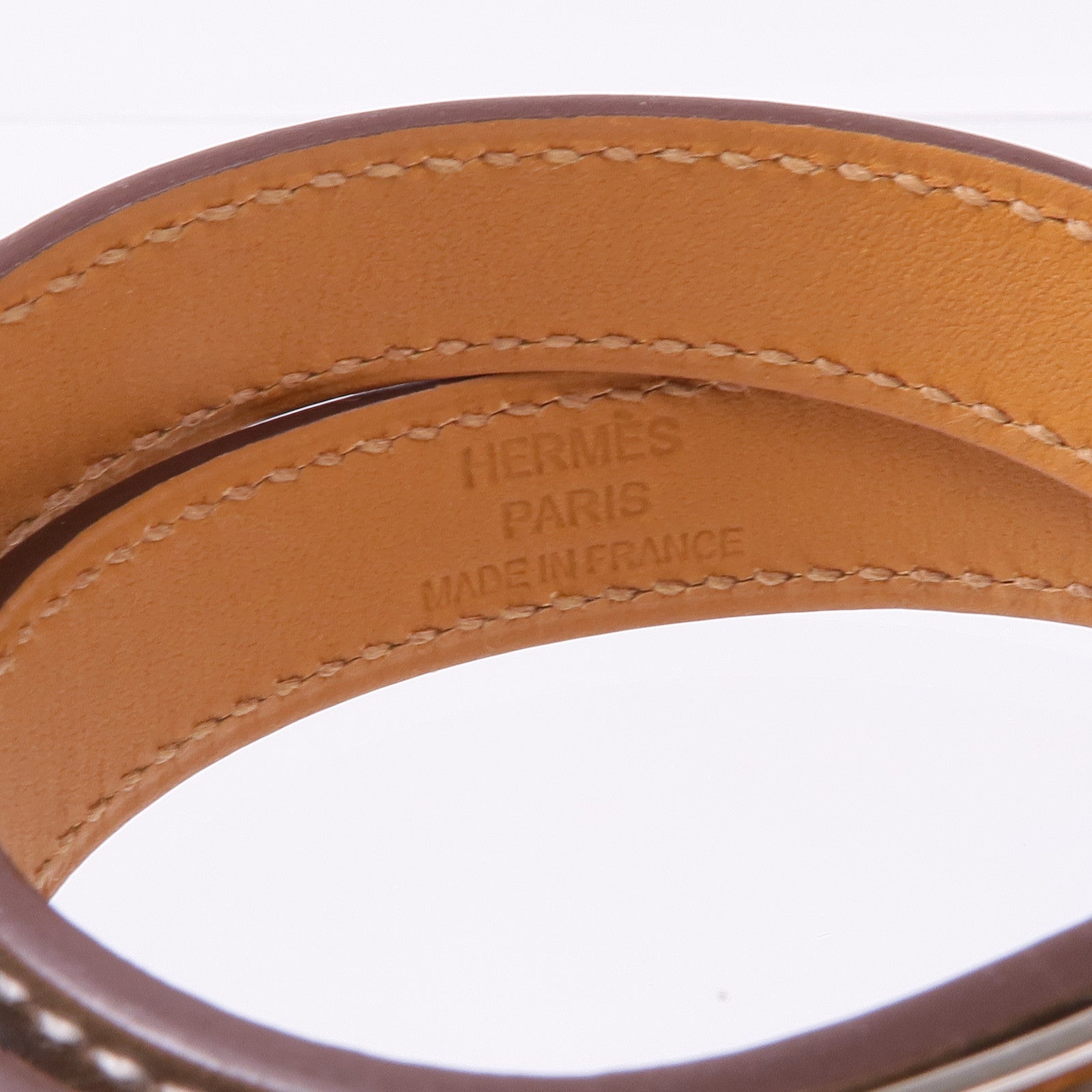 HERMES 【萬聖節商品】Swift皮革Kelly Double Tour Bracelet銀扣手帶Etoupe