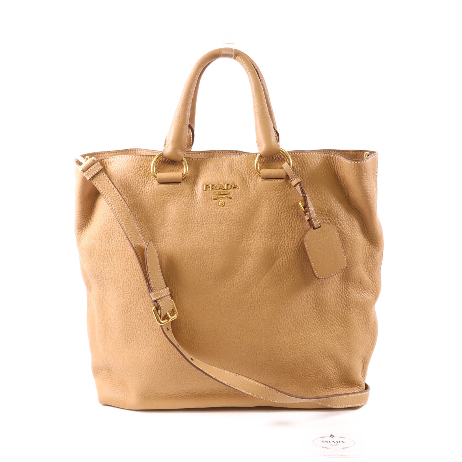 PRADA 牛皮皮革Shoulder Bag金扣手挽肩背兩用袋