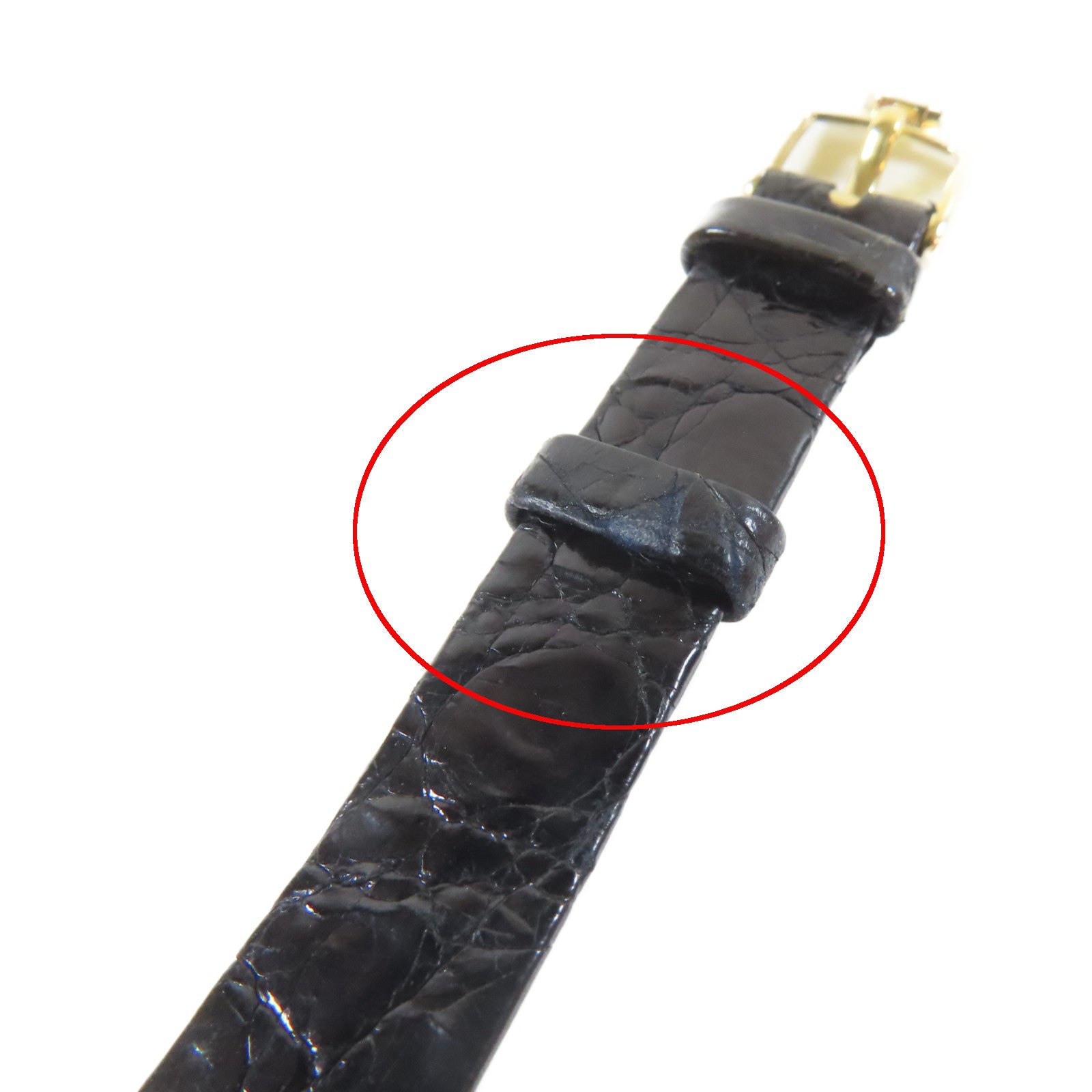 Chopard Happy Diamonds18K黃金/皮革手錶石英機芯金色#16cm