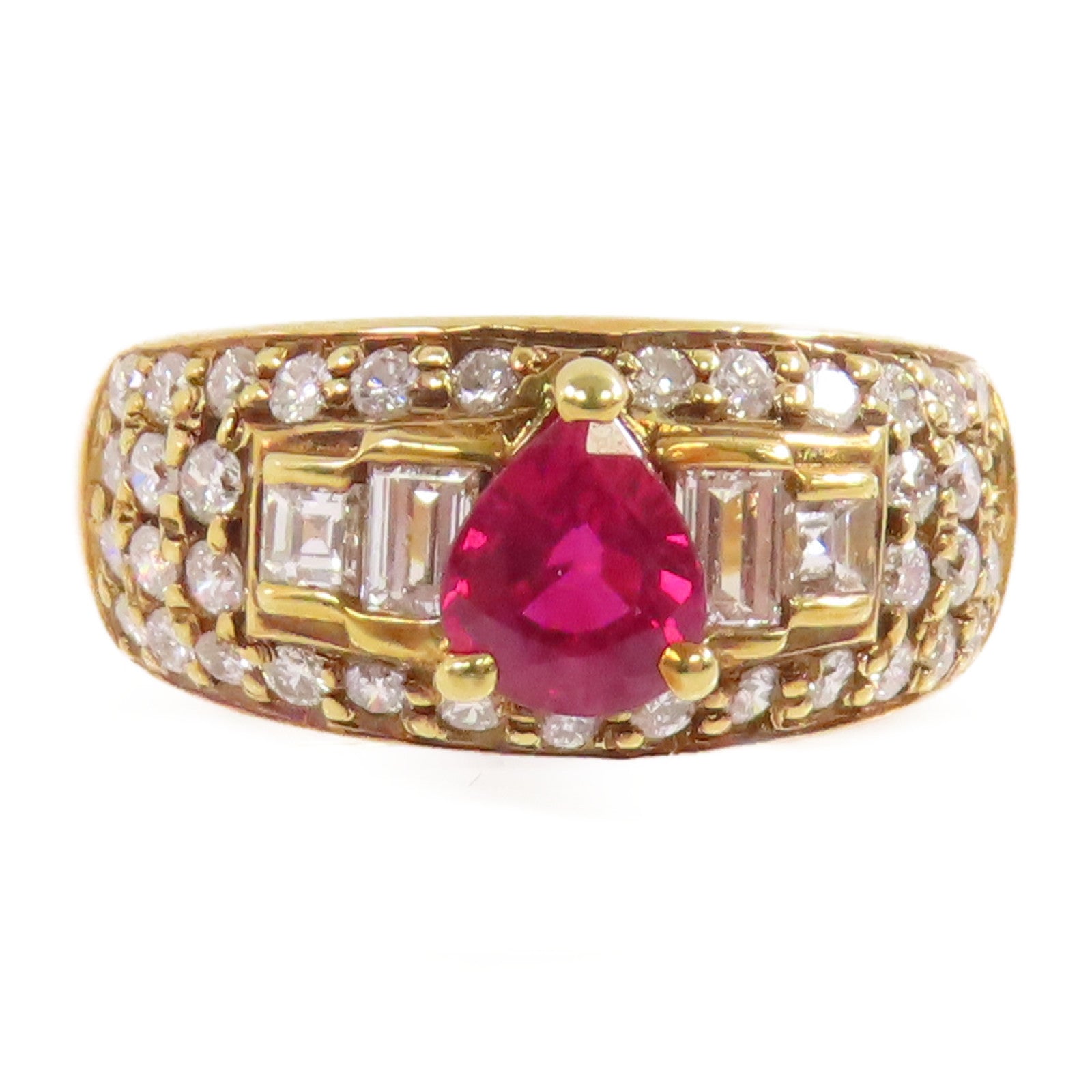 JEWELRY 【激減優惠】18K黃金/紅寶石/鑽石Ruby Diamond Ring戒指US#6