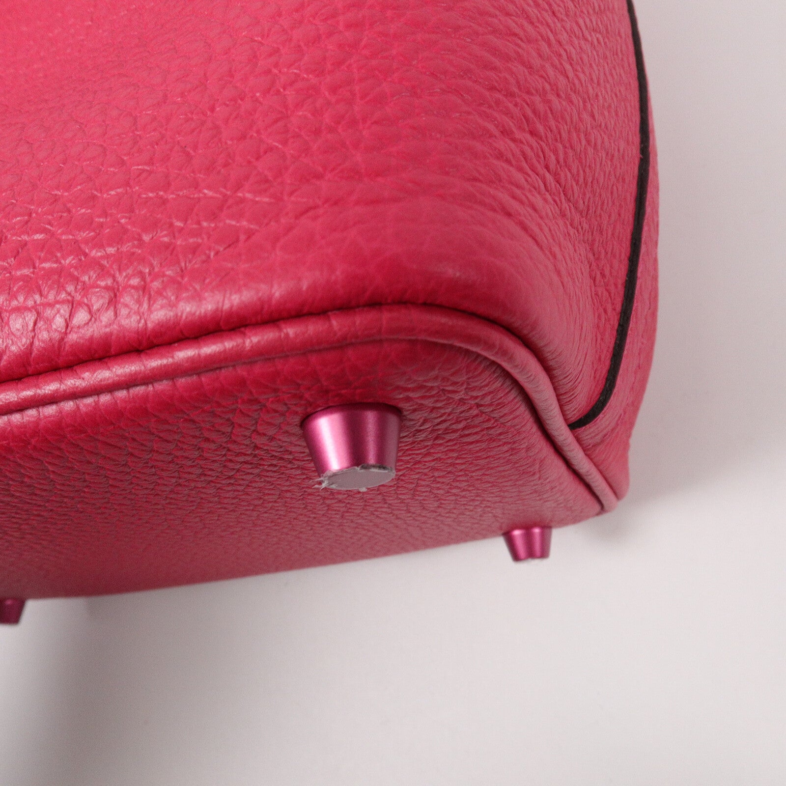 HERMES Clemence皮革Picotin PM手挽袋Rose Mexico
