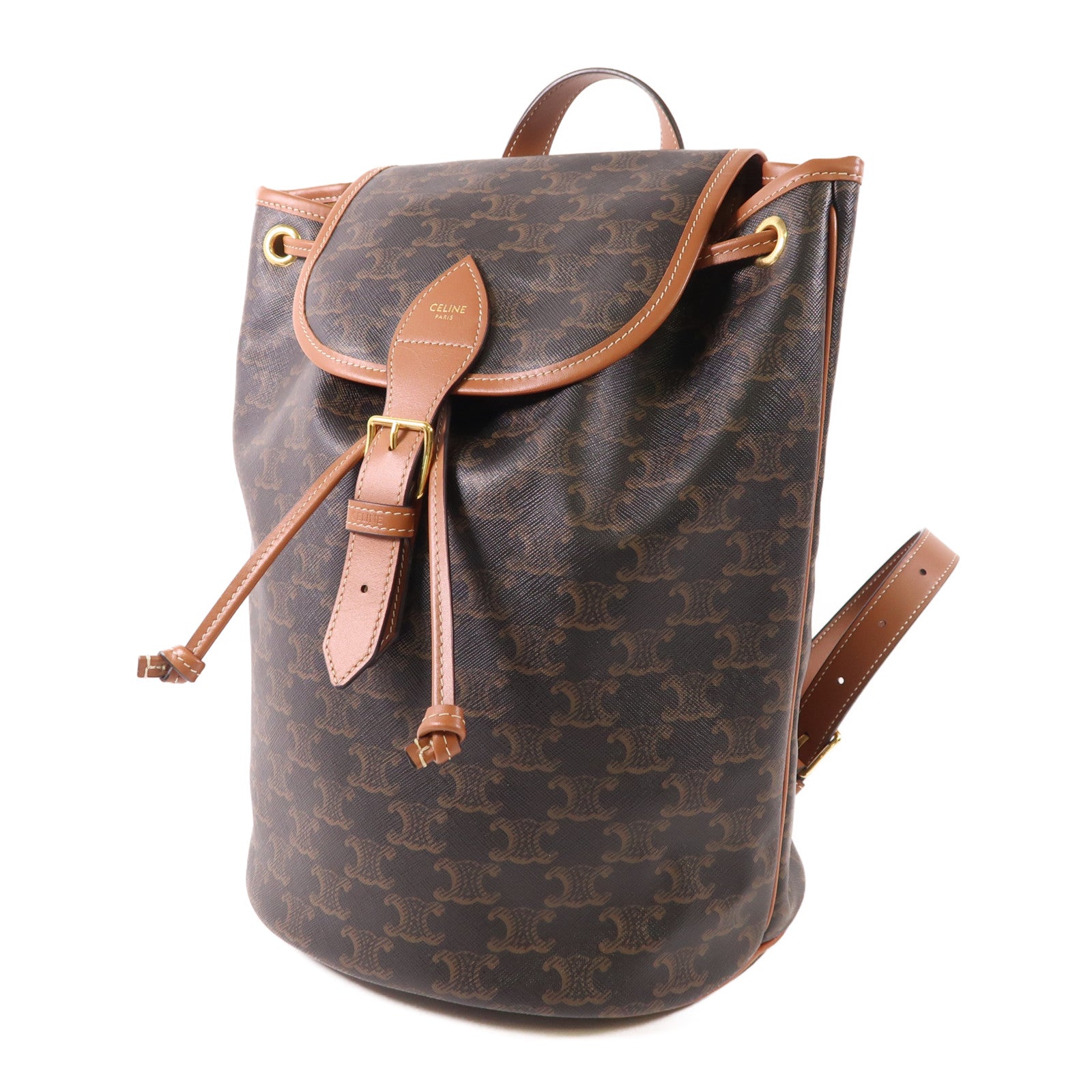 CELINE GHW Medium Backpack Foico Rucksack 117902 Coated Canvas Brown