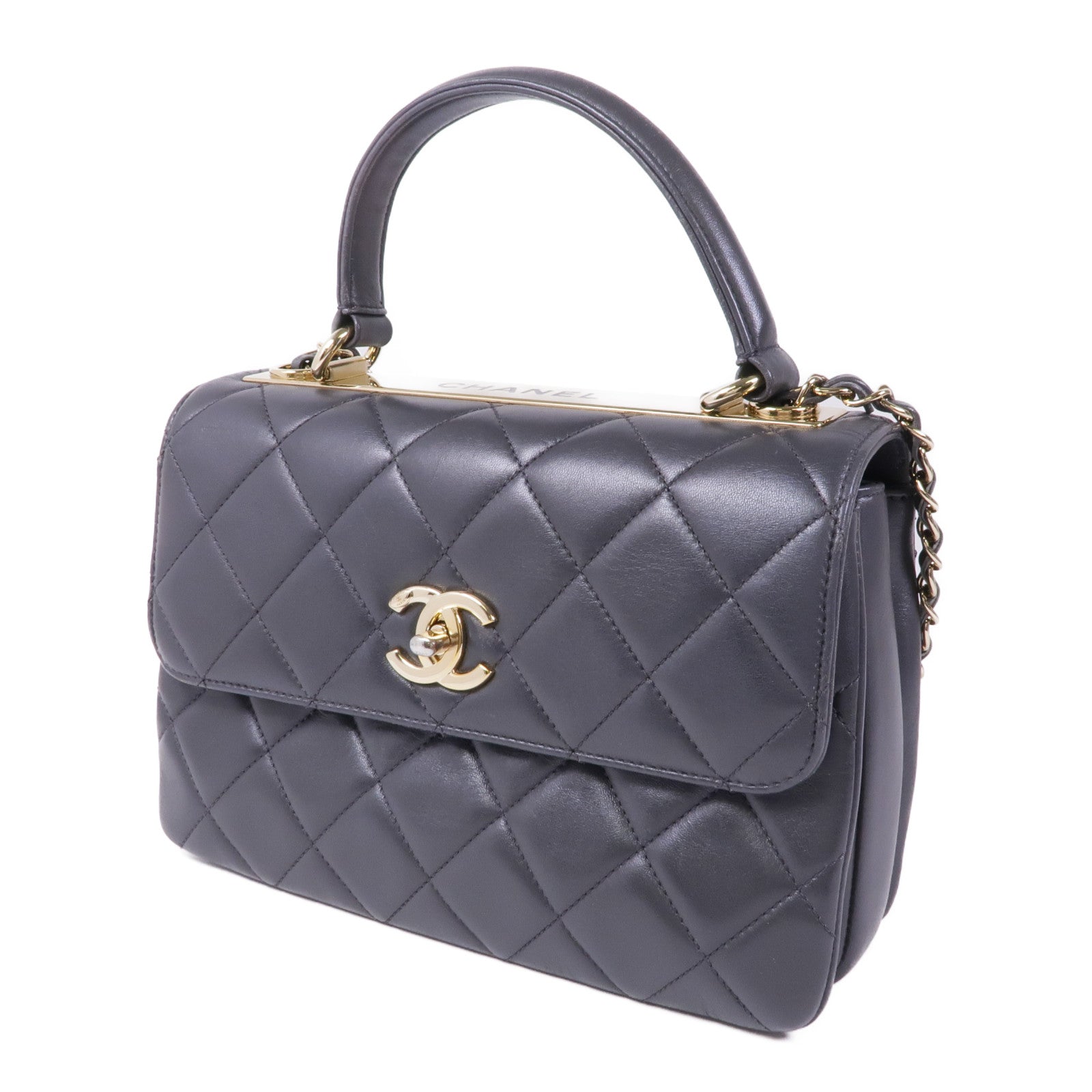 CHANEL 羊皮皮革2way Chain Shoulder Bag金扣手挽肩背兩用袋