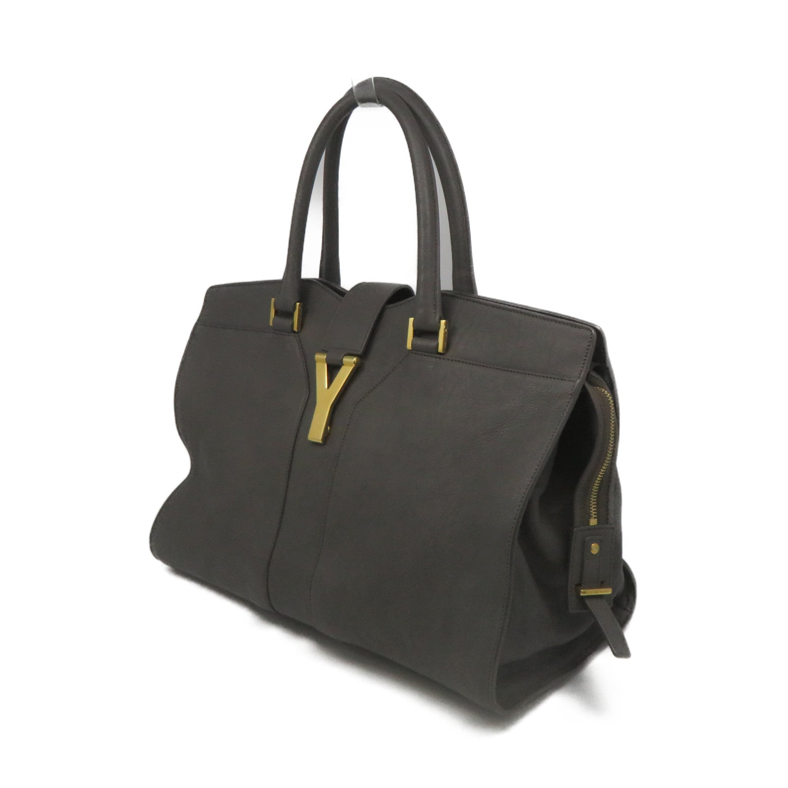 YVES SAINT LAURENT cowhide leather Tote Bag handle bag gray