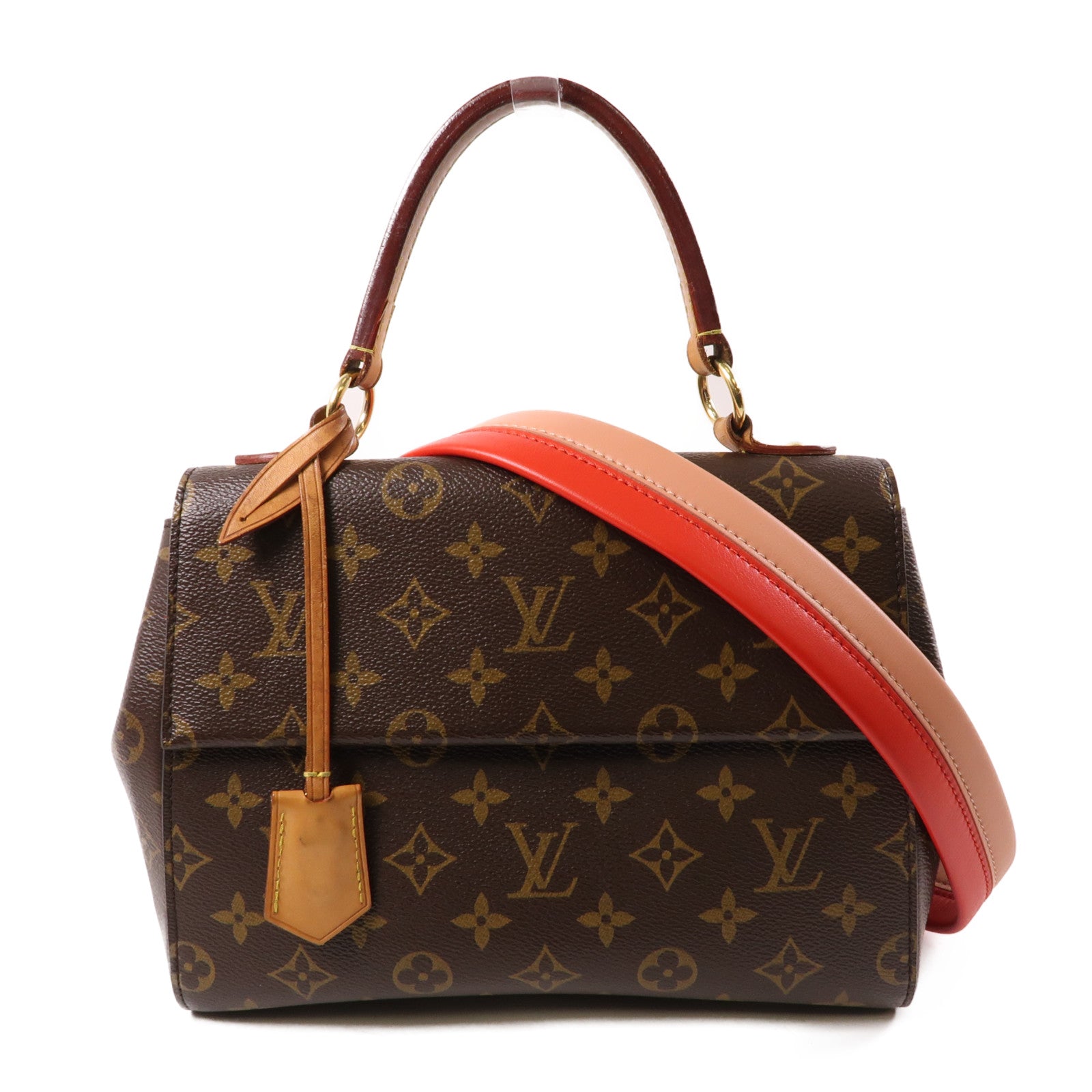 LOUIS VUITTON Monogram Cluny BB金扣手挽肩背兩用袋啡色