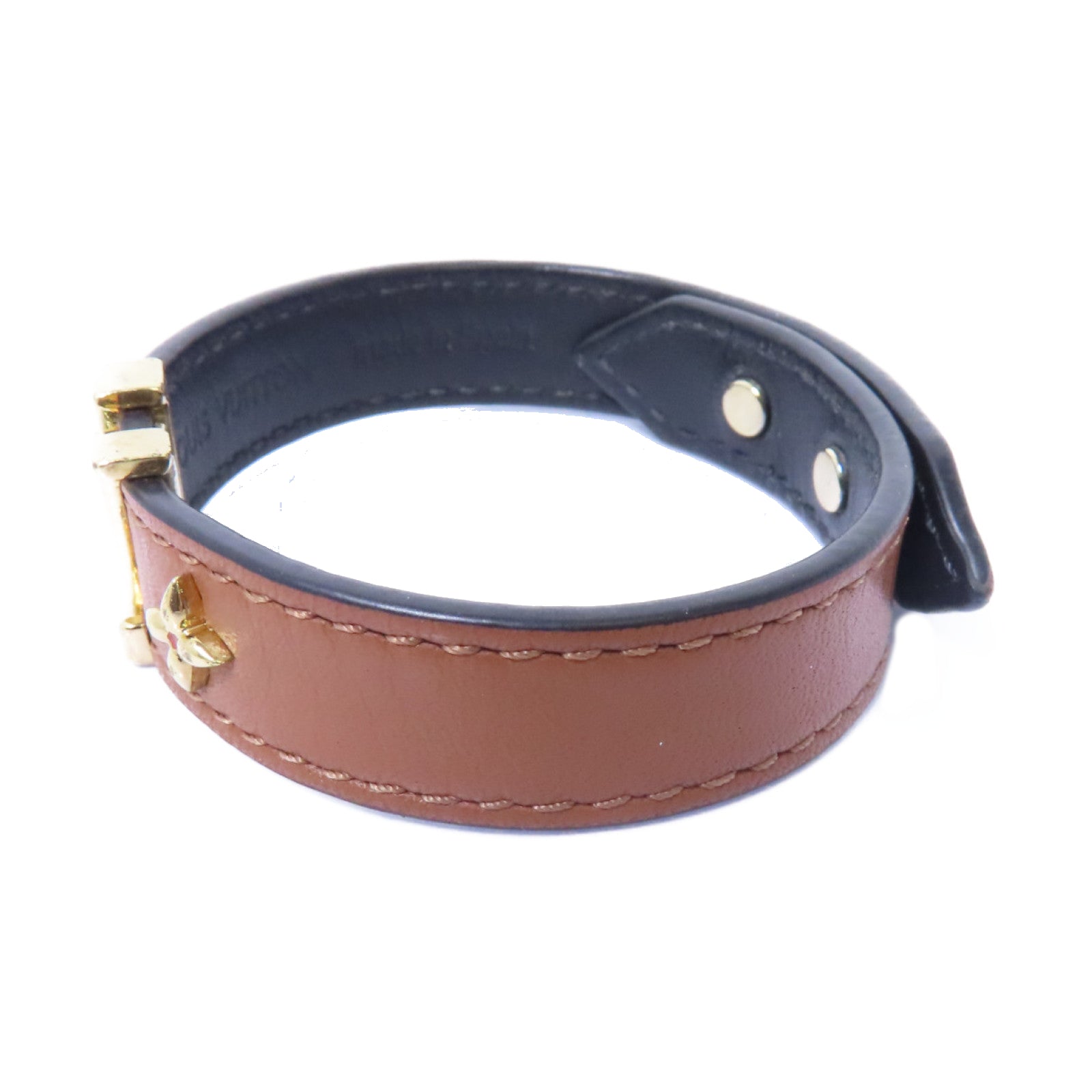 LOUIS VUITTON 【激減優惠】牛皮皮革Iconic Bracelet手帶啡色/金色