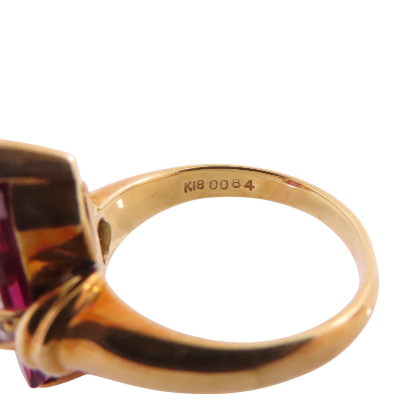 JEWELRY 18K黃金/石榴紅寶石/鑽石Garnet Diamond Ring戒指US#5.75