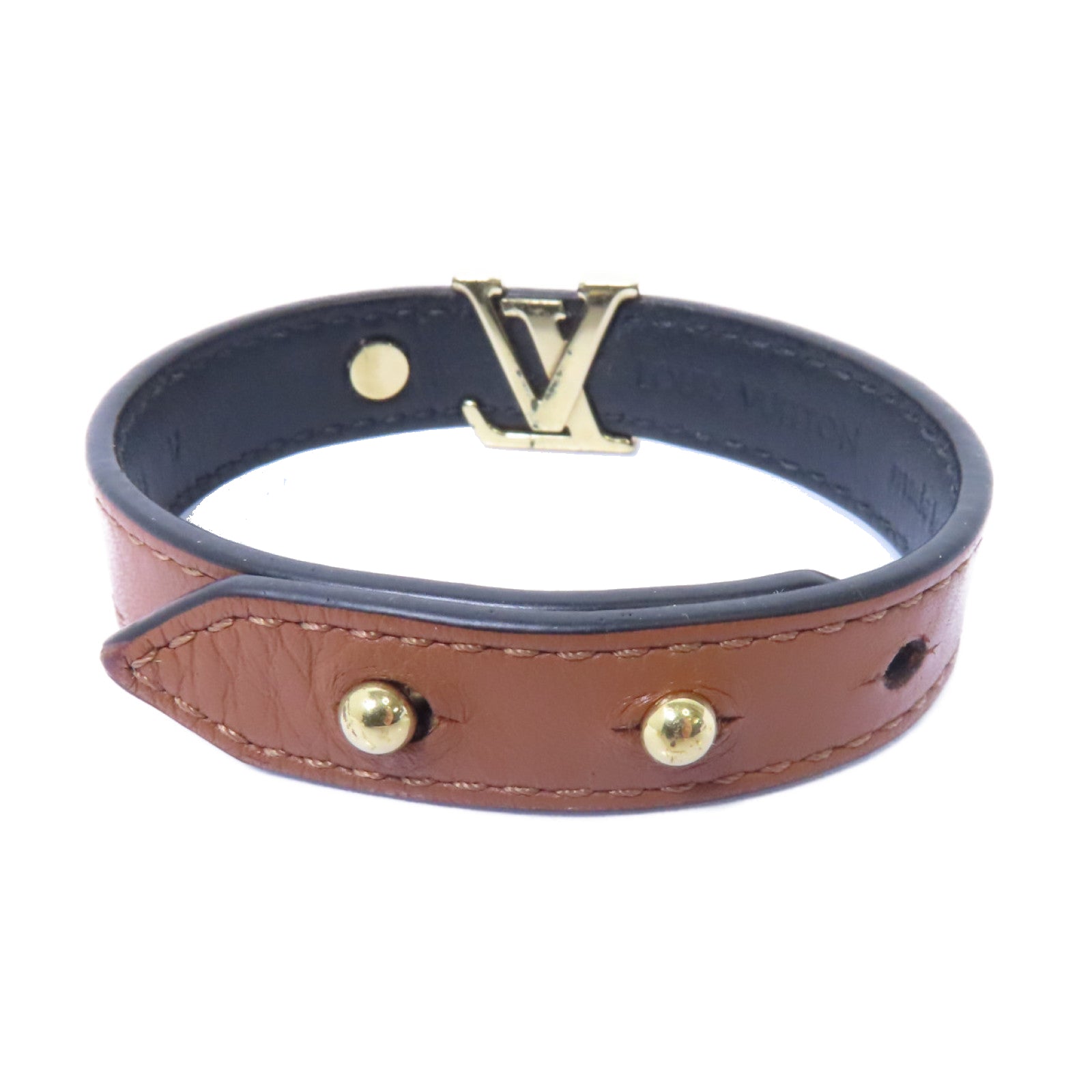 LOUIS VUITTON 【激減優惠】牛皮皮革Iconic Bracelet手帶啡色/金色