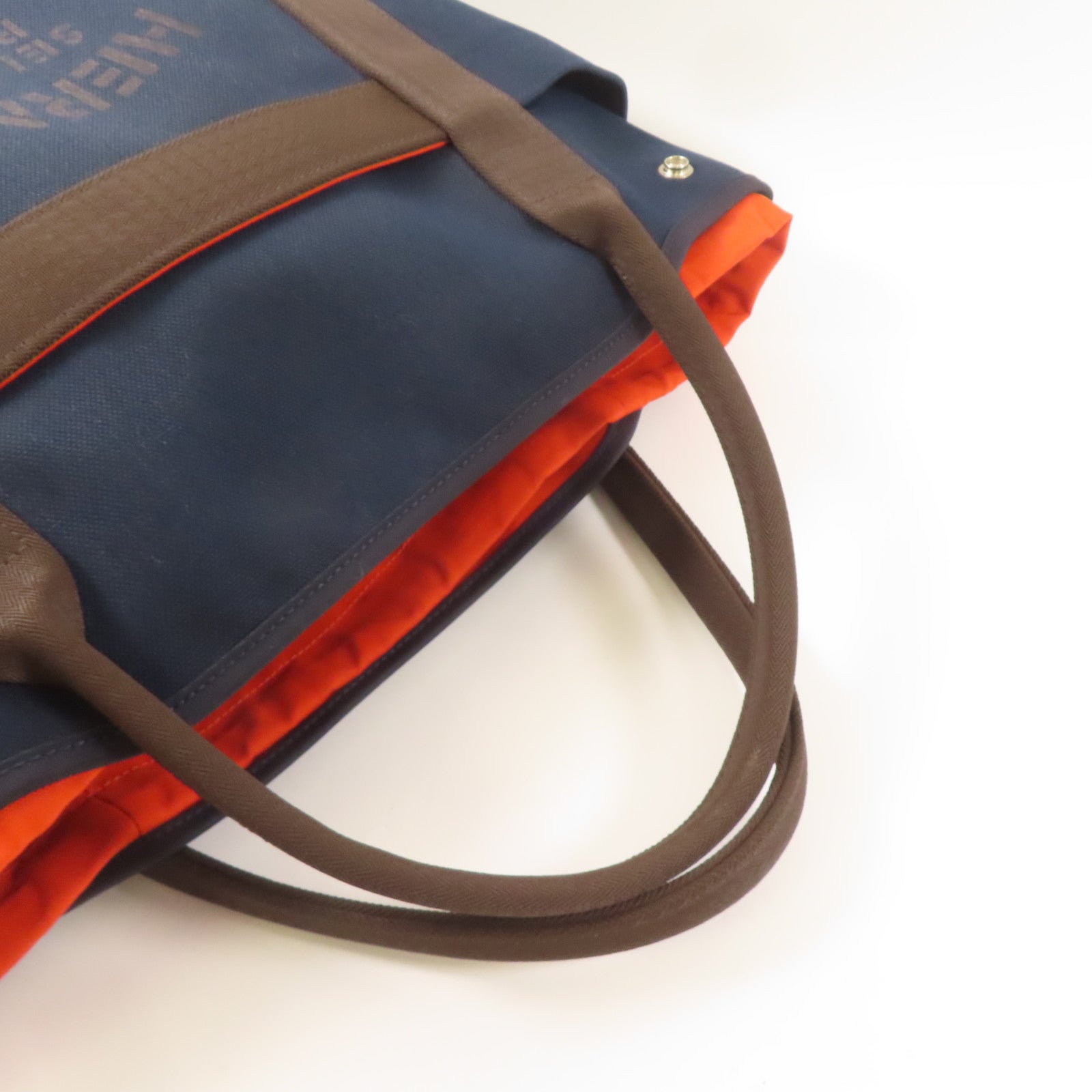 HERMES 帆布Sac De Pansage Groom銀扣手挽肩背兩用袋深藍色