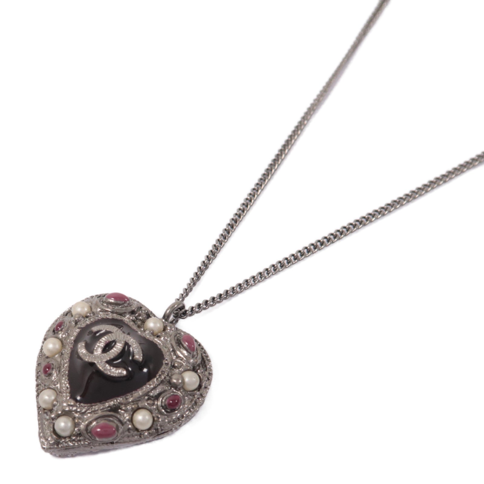 CHANEL 金屬Necklace項鍊黑色/銀色