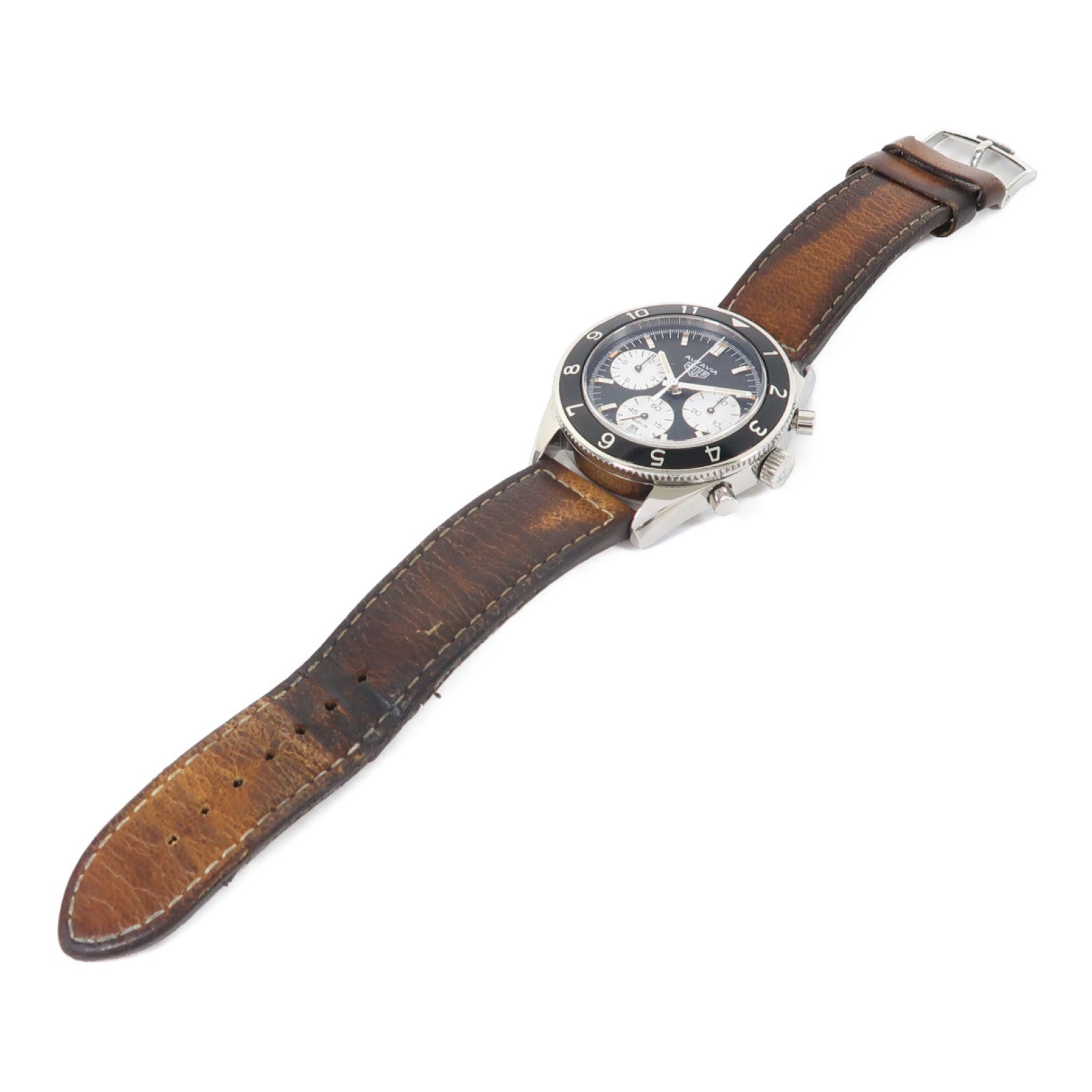 TAG HEUER Autavia不鏽鋼/皮帶手錶自動機芯黑色