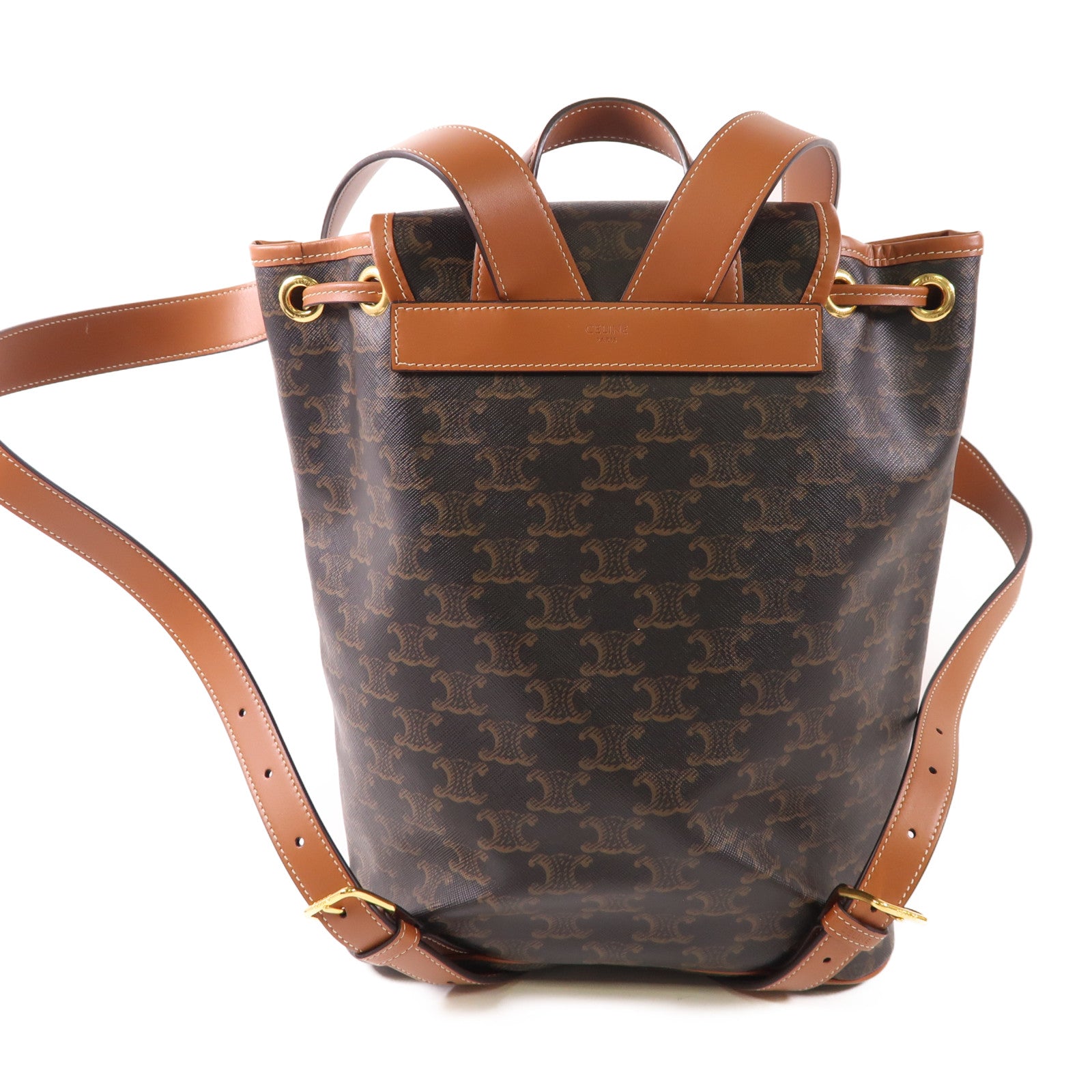 CELINE GHW Medium Backpack Foico Rucksack 117902 Coated Canvas Brown