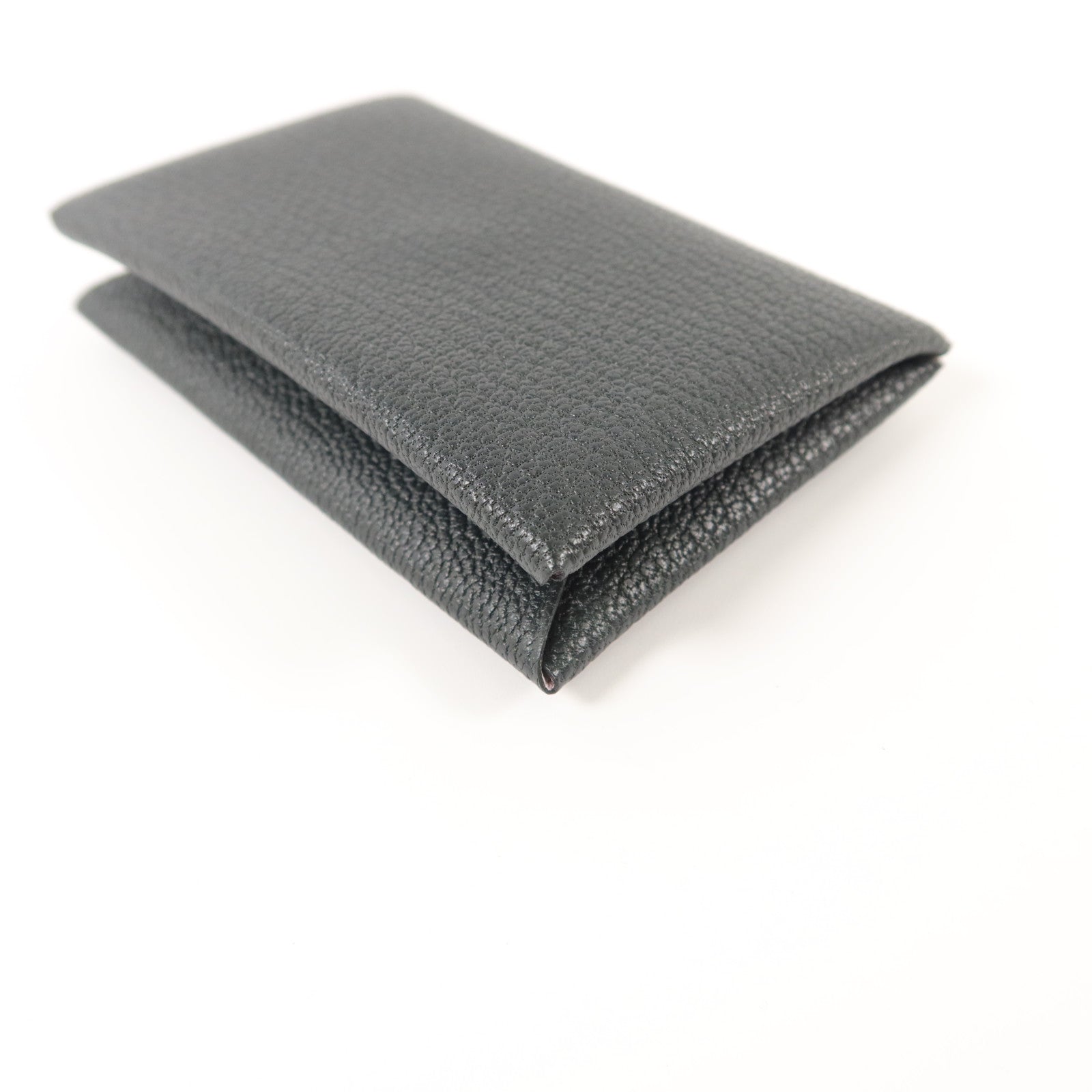 HERMES Chevre皮革Calvi Card Case卡片套Noir/Mauve Sylvestre
