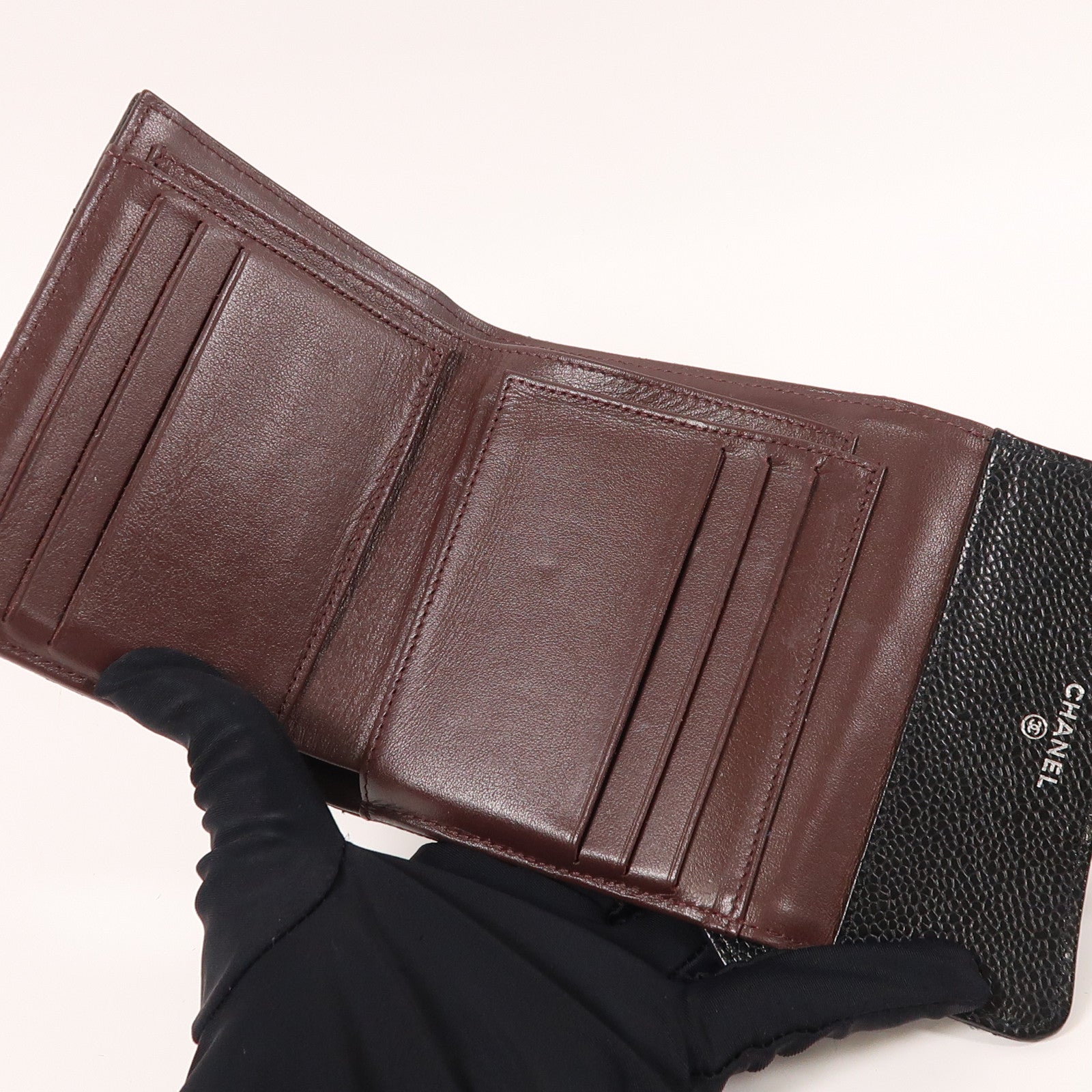 CHANEL 牛皮皮革Wallet銀扣錢包