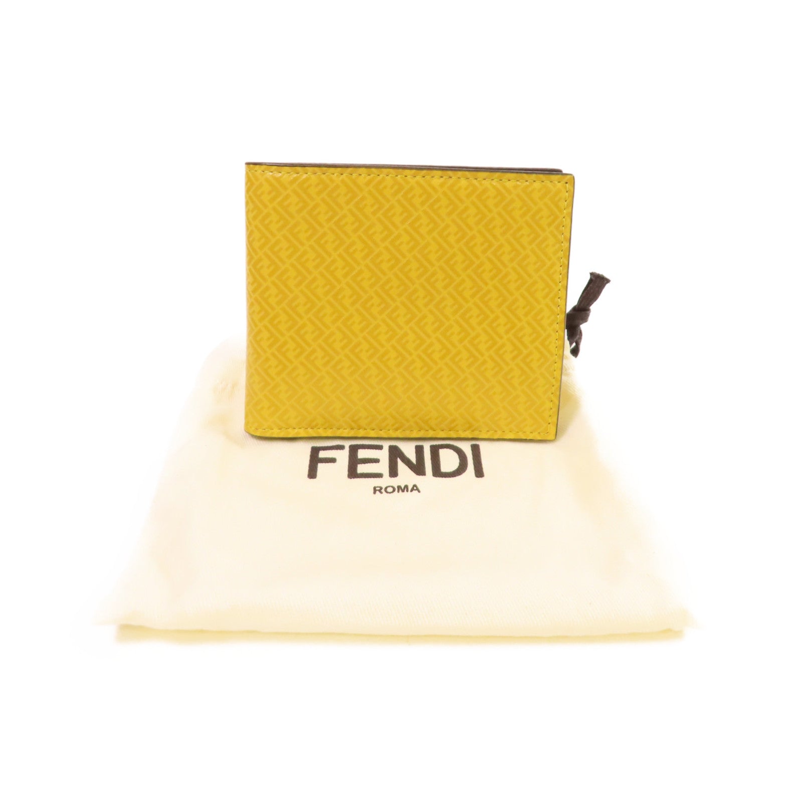 FENDI 【激減優惠】牛皮皮革FF Short Wallet短錢包黃色/黑色