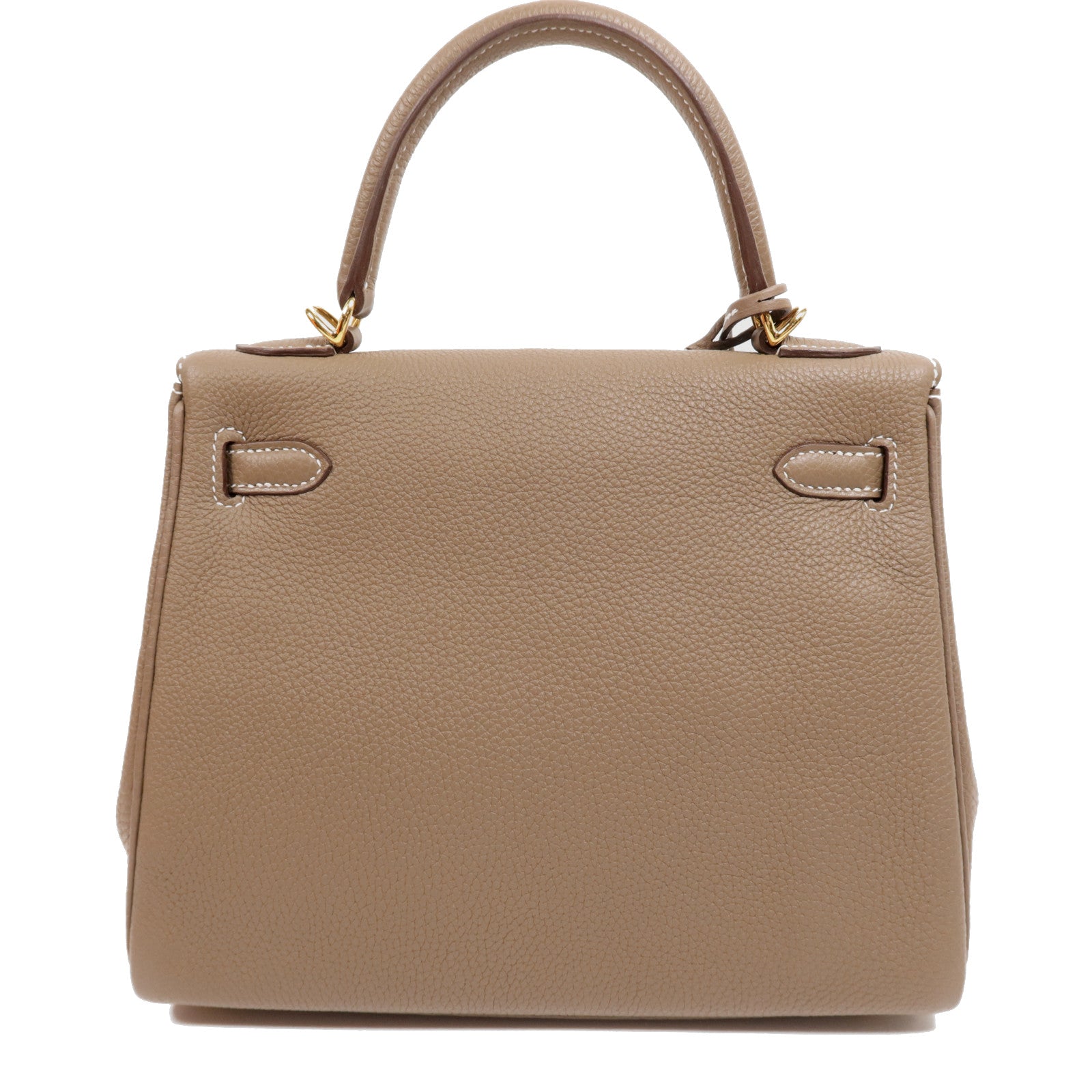 HERMES Togo皮革Kelly 25金扣手挽肩背兩用袋Etoupe
