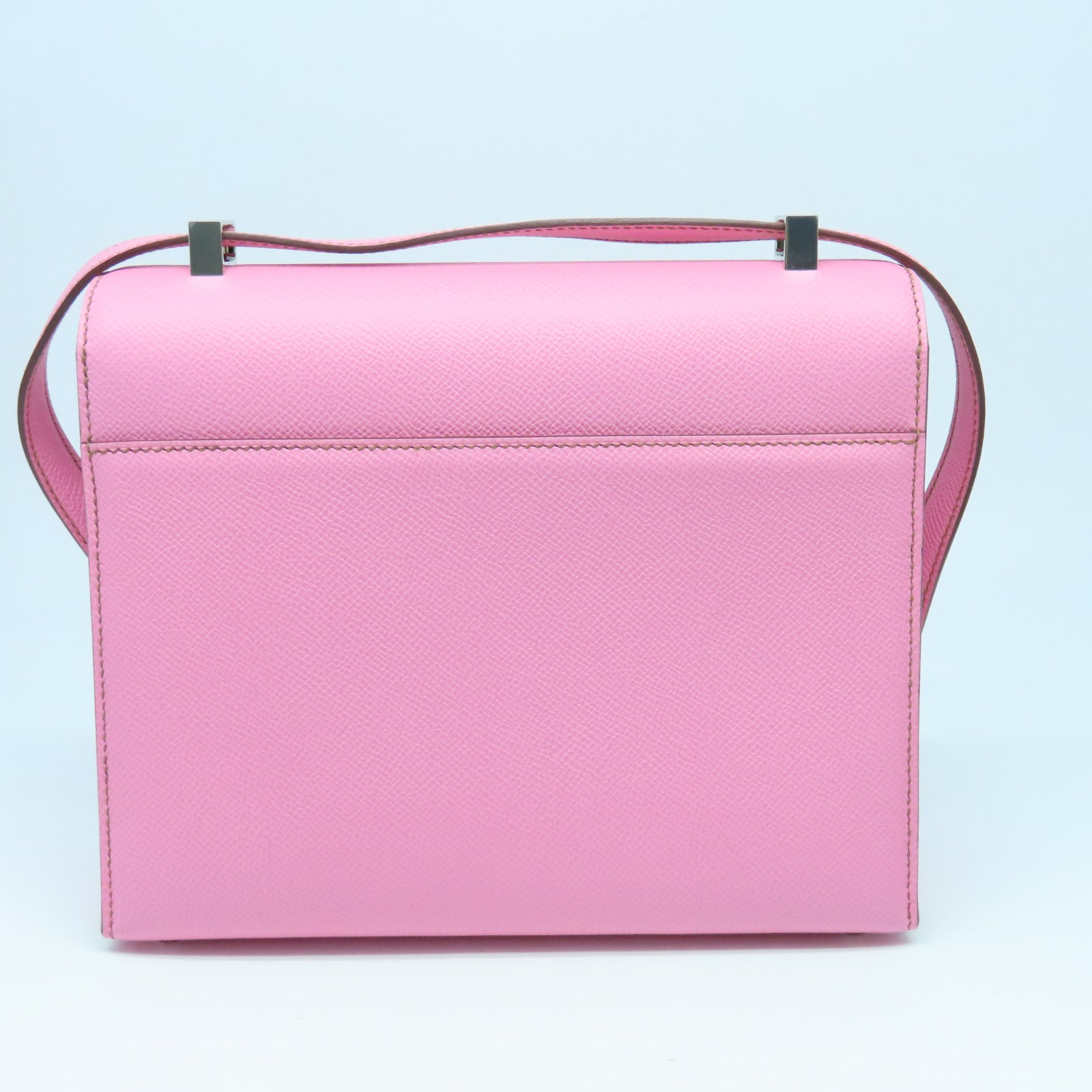 HERMES Epsom皮革Verrou 21银扣肩背袋粉红色