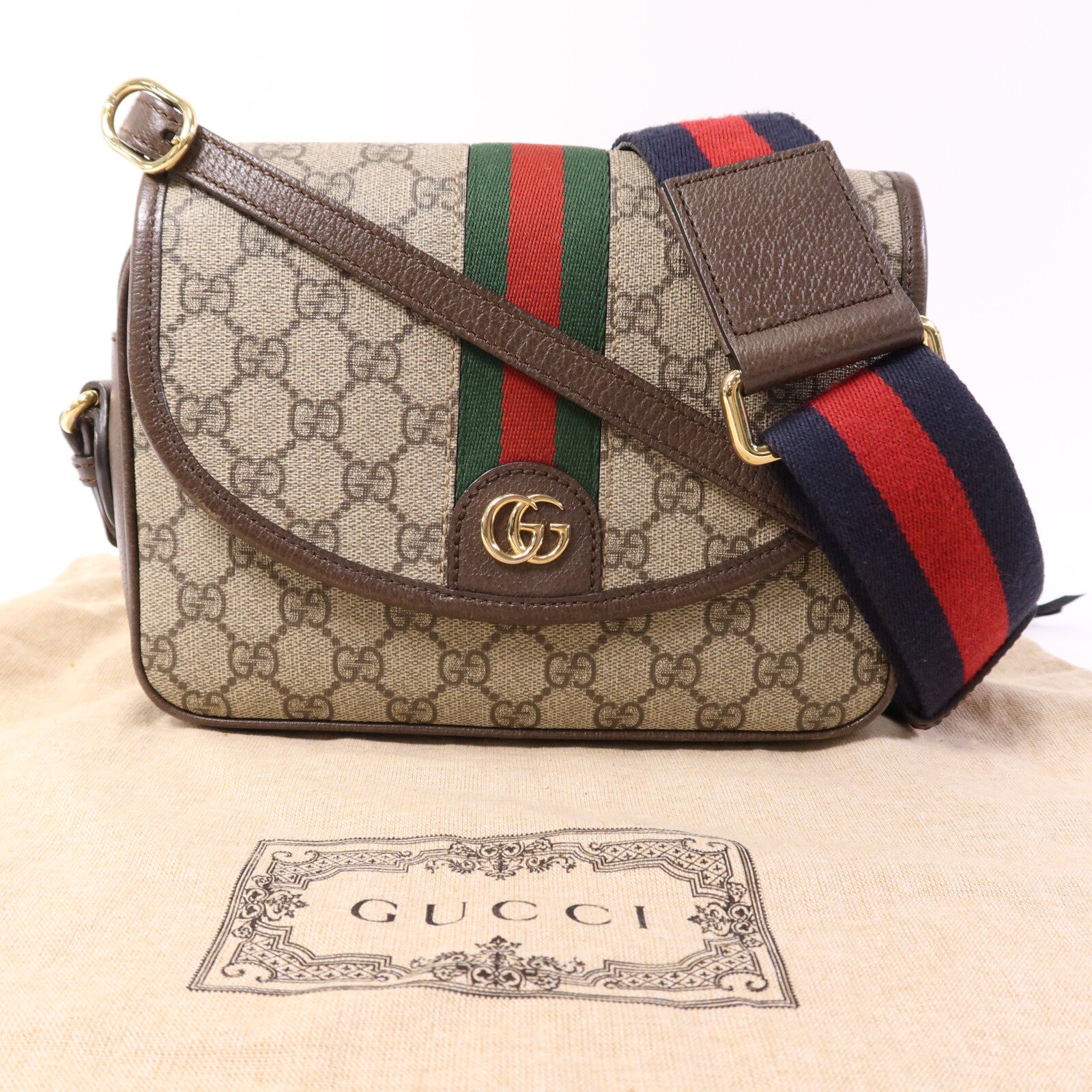 GUCCI 【激減優惠】塗層帆布Ophidia GG Shoulder Bag金扣肩背袋