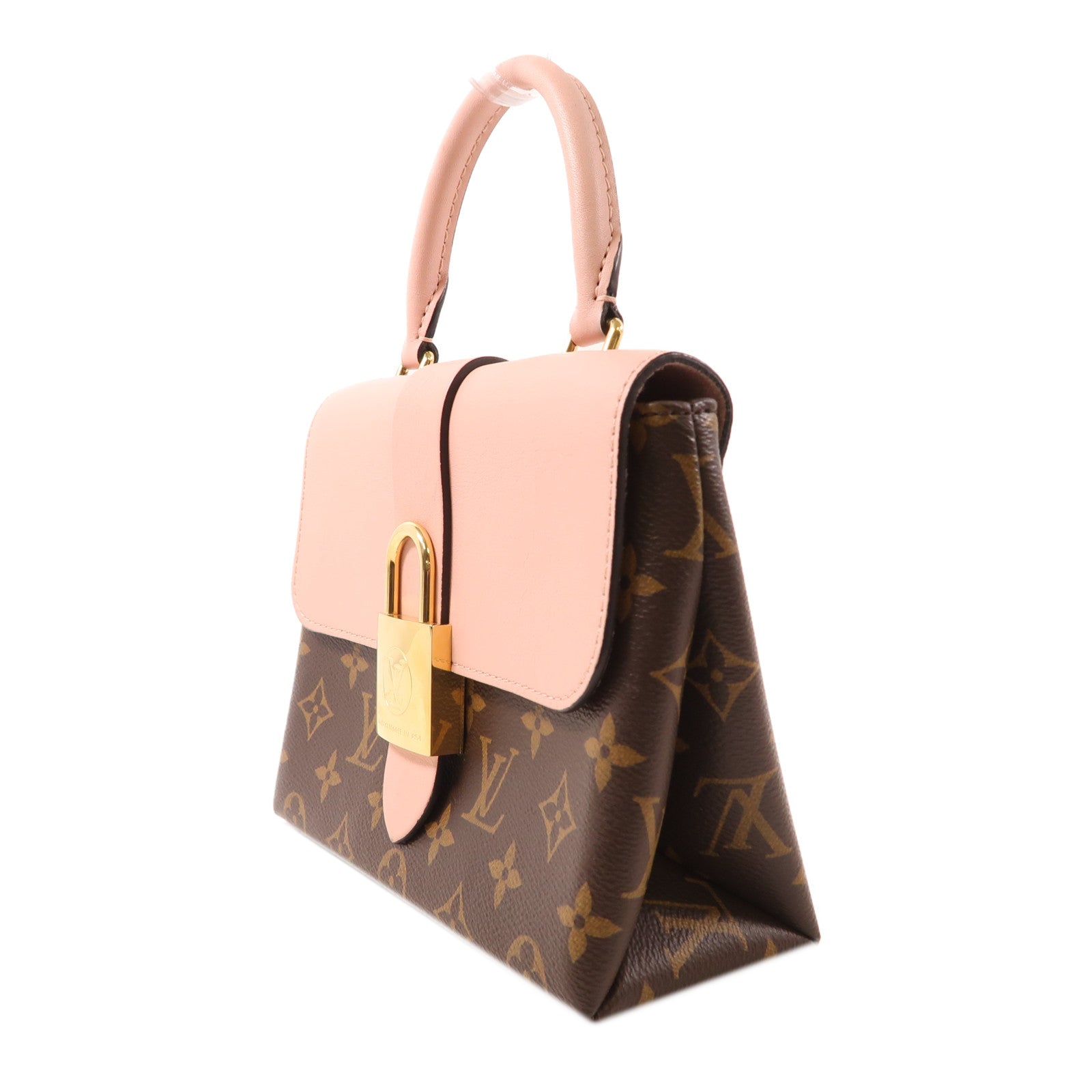 LOUIS VUITTON Monogram Locky BB金扣手挽肩背兩用袋棕色/粉紅色