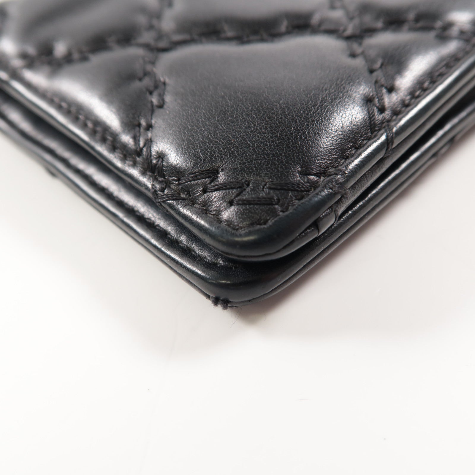 CHANEL 菱格羊皮皮革Long Wallet銀扣長錢包黑色