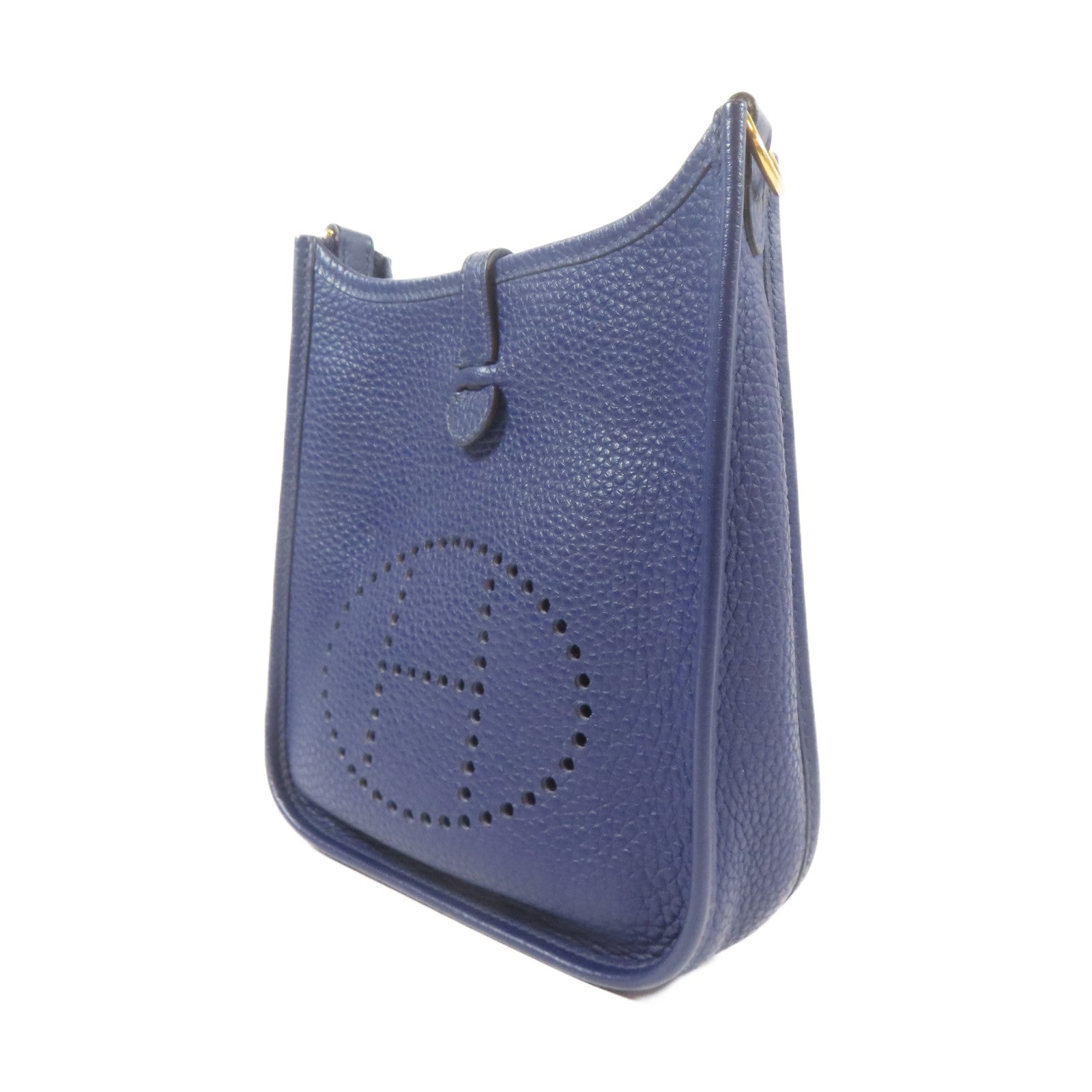 HERMES Clemence皮革Evelyne TPM金扣肩背袋藍色
