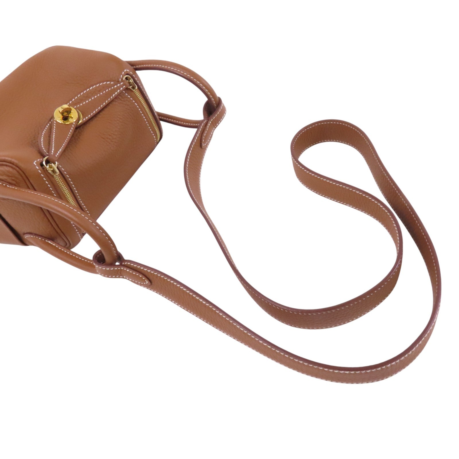 HERMES Clemence皮革Mini Lindy金扣肩背袋