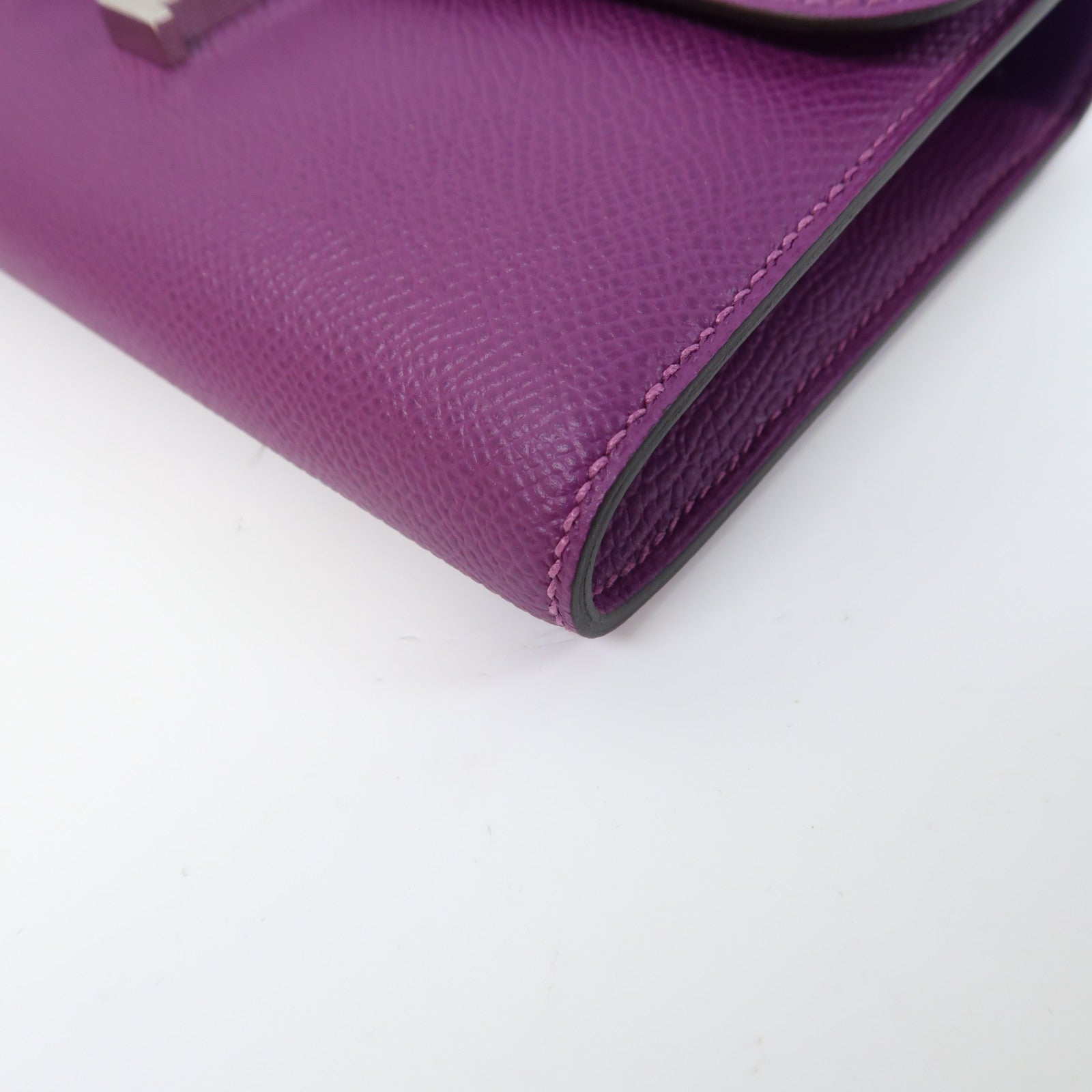 HERMES Epsom皮革Constance Long Wallet銀扣長錢包Anemone/紫色