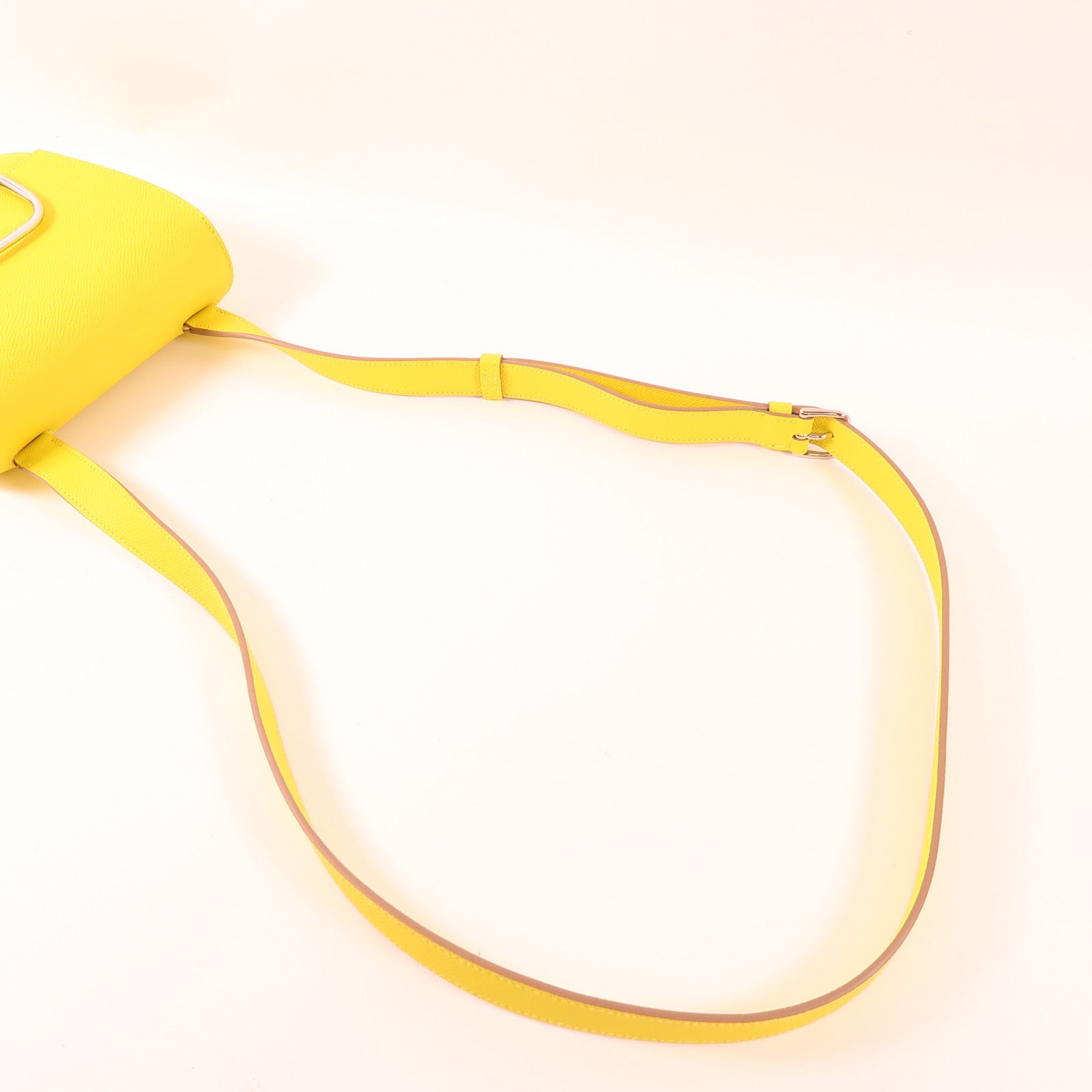 HERMES Clemence皮革Della Cavalleria Mini銀扣肩背袋9R Lime