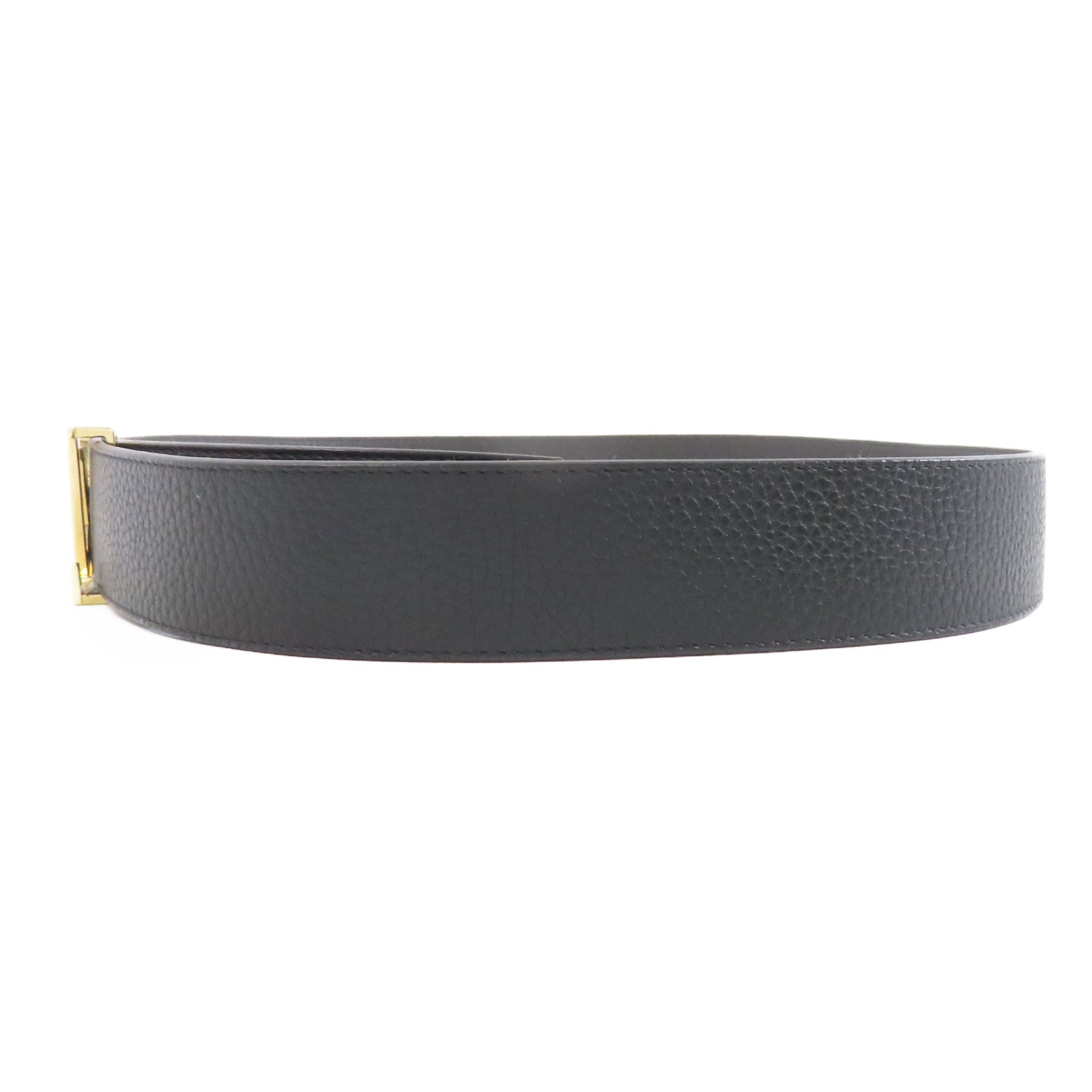 LOUIS VUITTON 牛皮皮革Belt皮帶金扣黑色