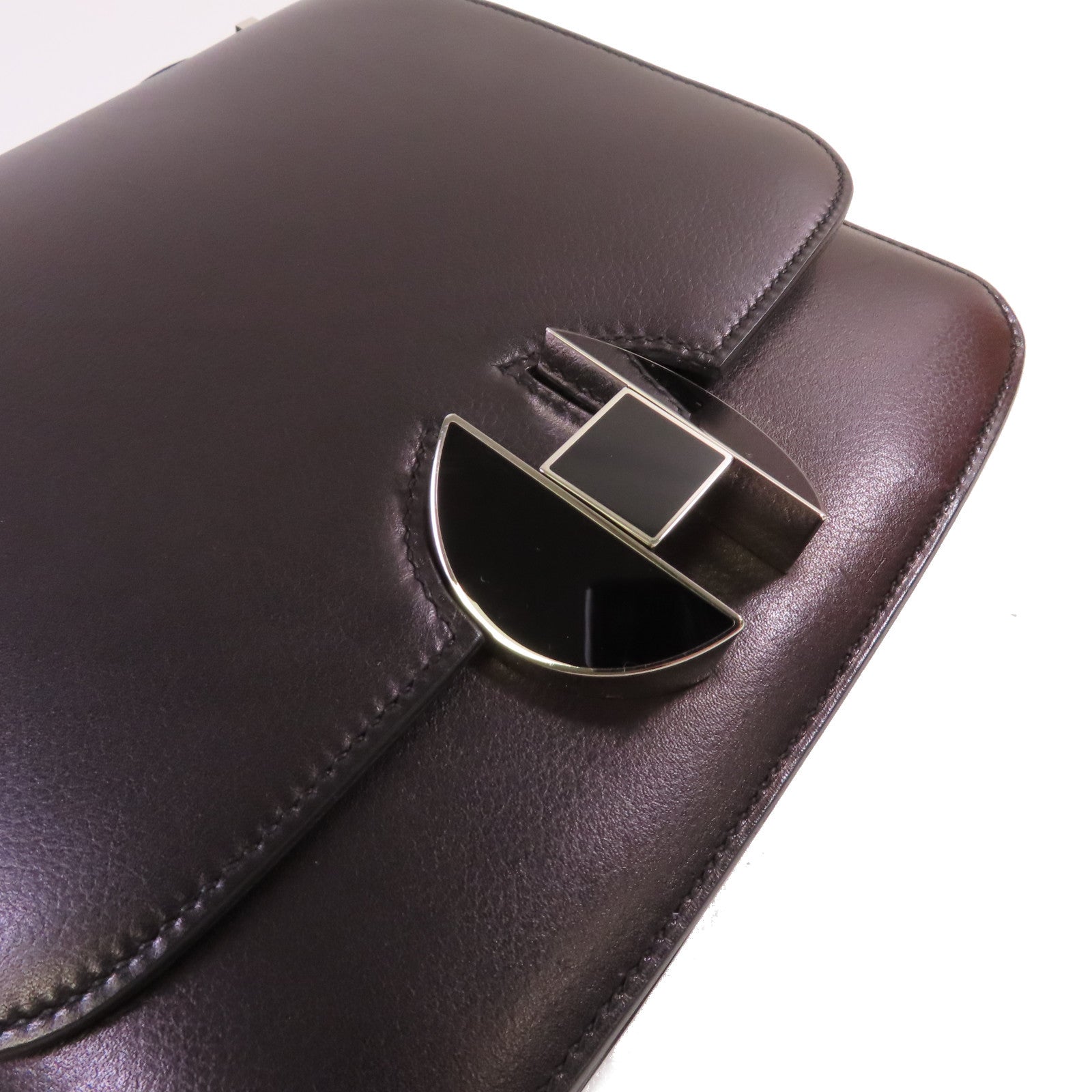 HERMES Evercolor皮革2002 Shoulder Bag銀扣肩背袋Noir黑色