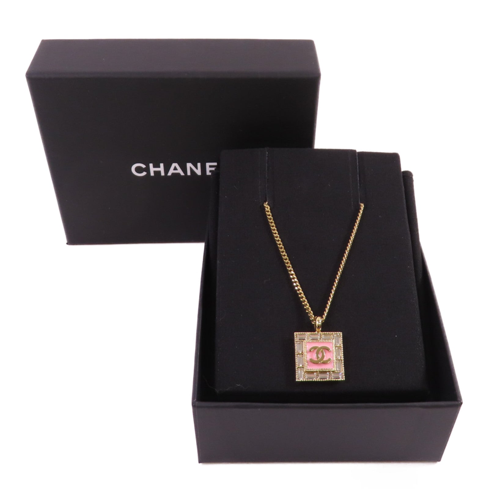 CHANEL 金屬CC Necklace金扣項鏈金色/粉紅色