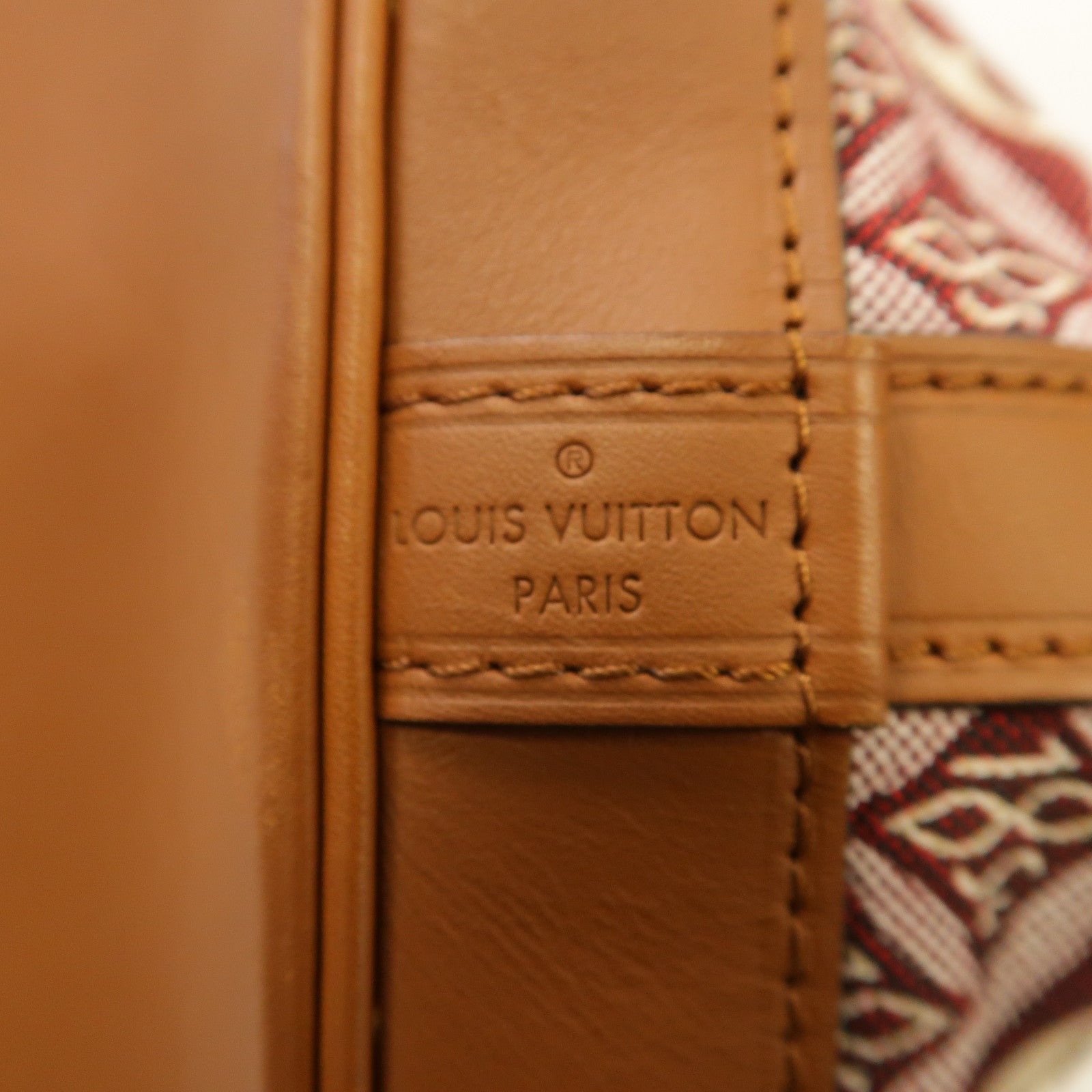 LOUIS VUITTON 【激減優惠】Monogram Jacquard 1854 Petit Noe金扣肩背袋紅色