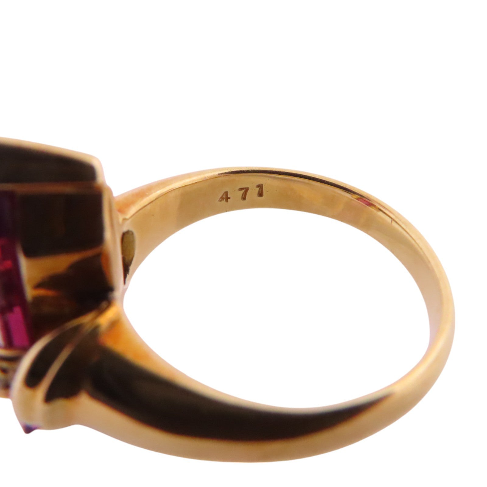 JEWELRY 18K黃金/石榴紅寶石/鑽石Garnet Diamond Ring戒指US#5.75