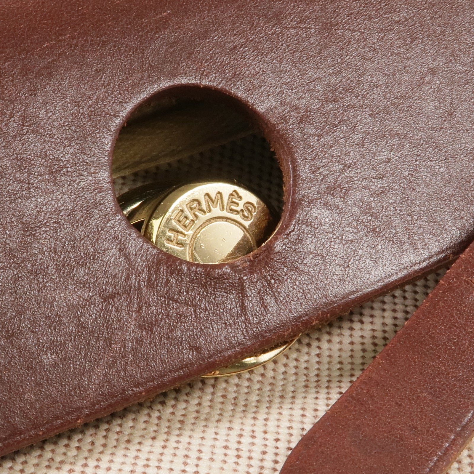 HERMES Toile H帆布/皮革Herbag PM金扣手挽肩背兩用袋