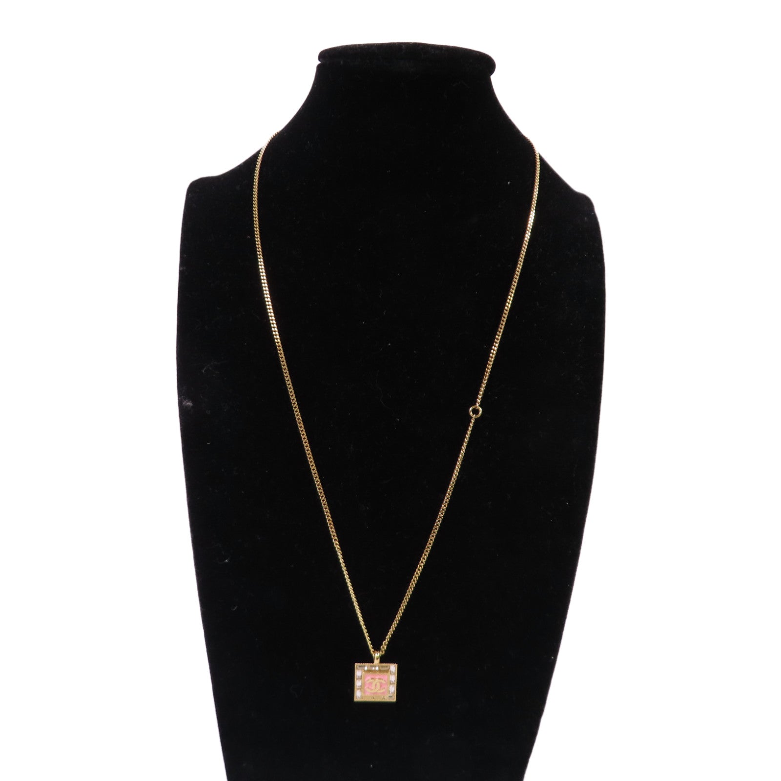 CHANEL 金屬CC Necklace金扣項鏈金色/粉紅色